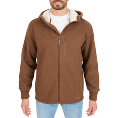 Sherpa-Lined Heather Thermal Hooded Full Zip Shirt Jacket