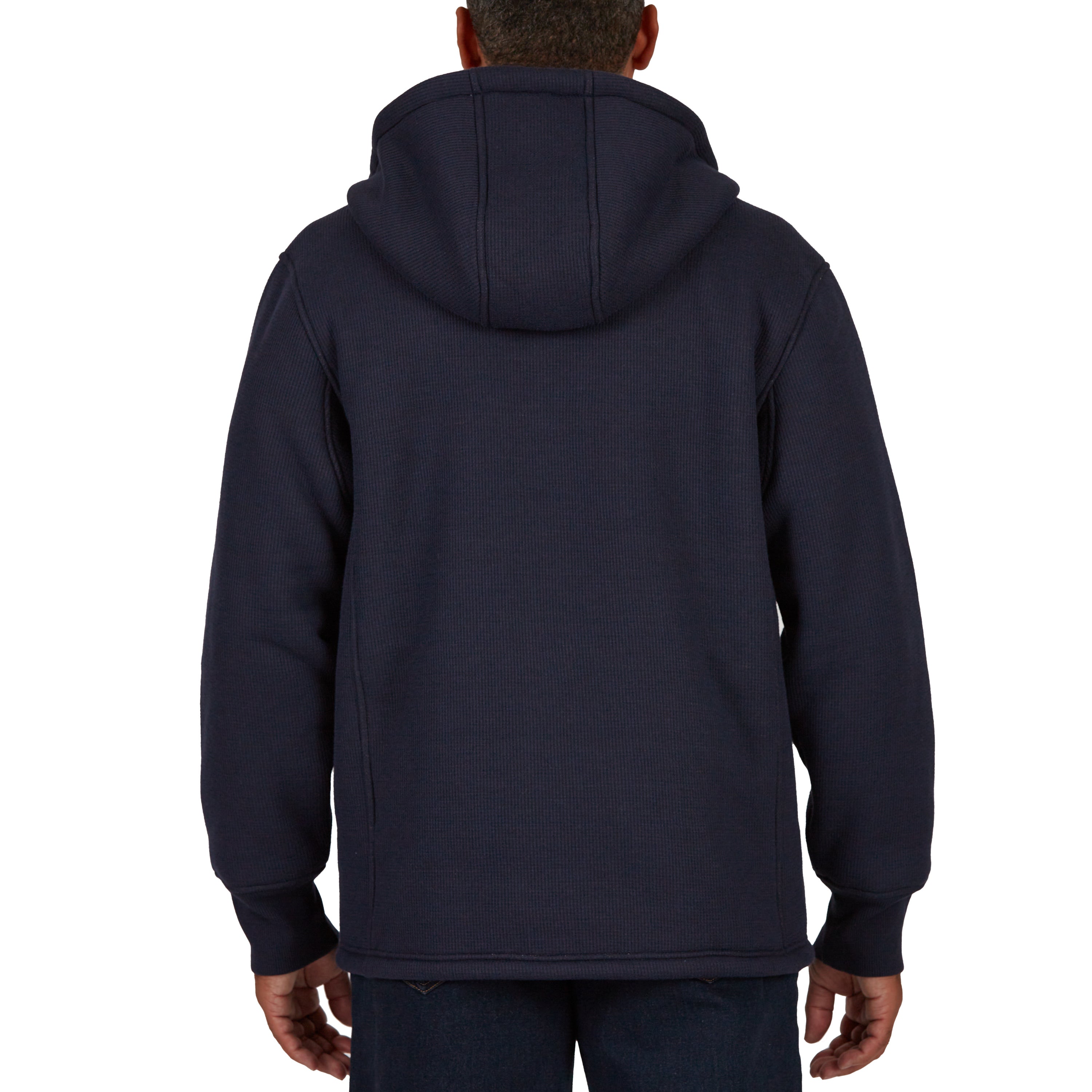  Smith's Workwear Sherpa-Lined Heather Thermal Hooded Full Zip Shirt Jacket - Heather Navy - Bonton