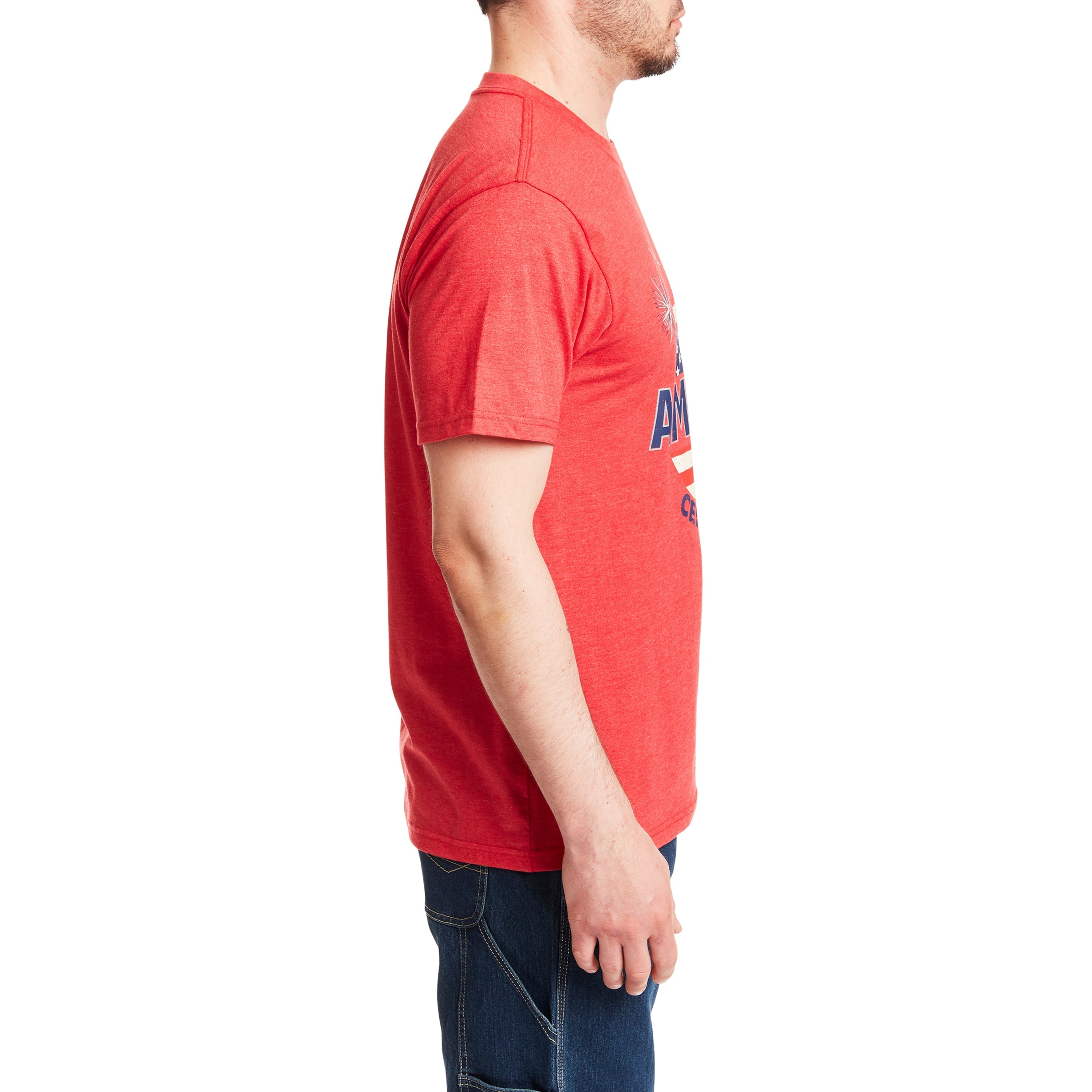  Smith's Workwear Short Sleeve Crew Neck Patriotic Tee-Shirt - Celebrate - Team Red Heather-423 - Bonton