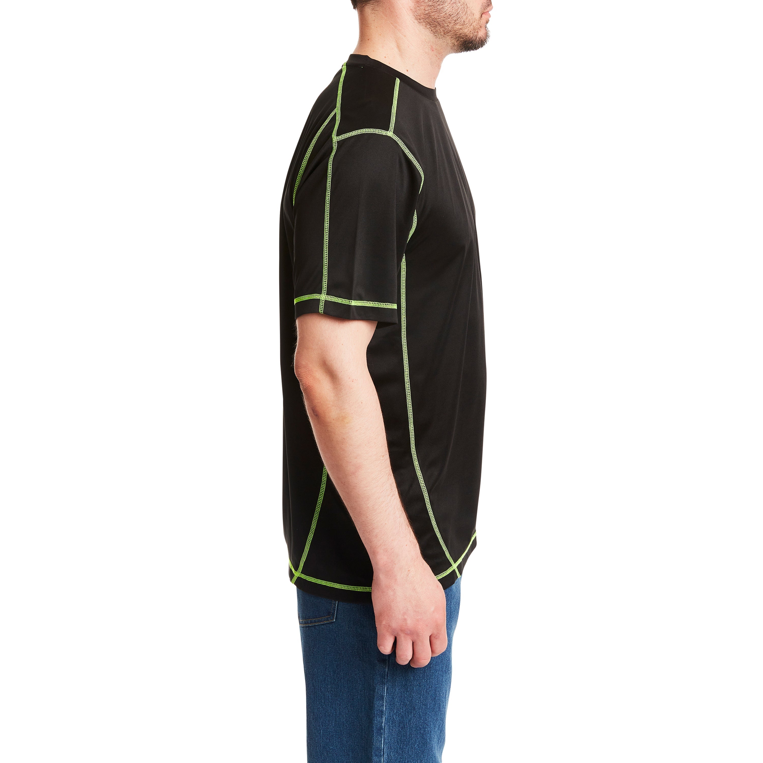  Smith's Workwear Contrast Stitch Performance Tee - Black/Laser Yellow - Bonton