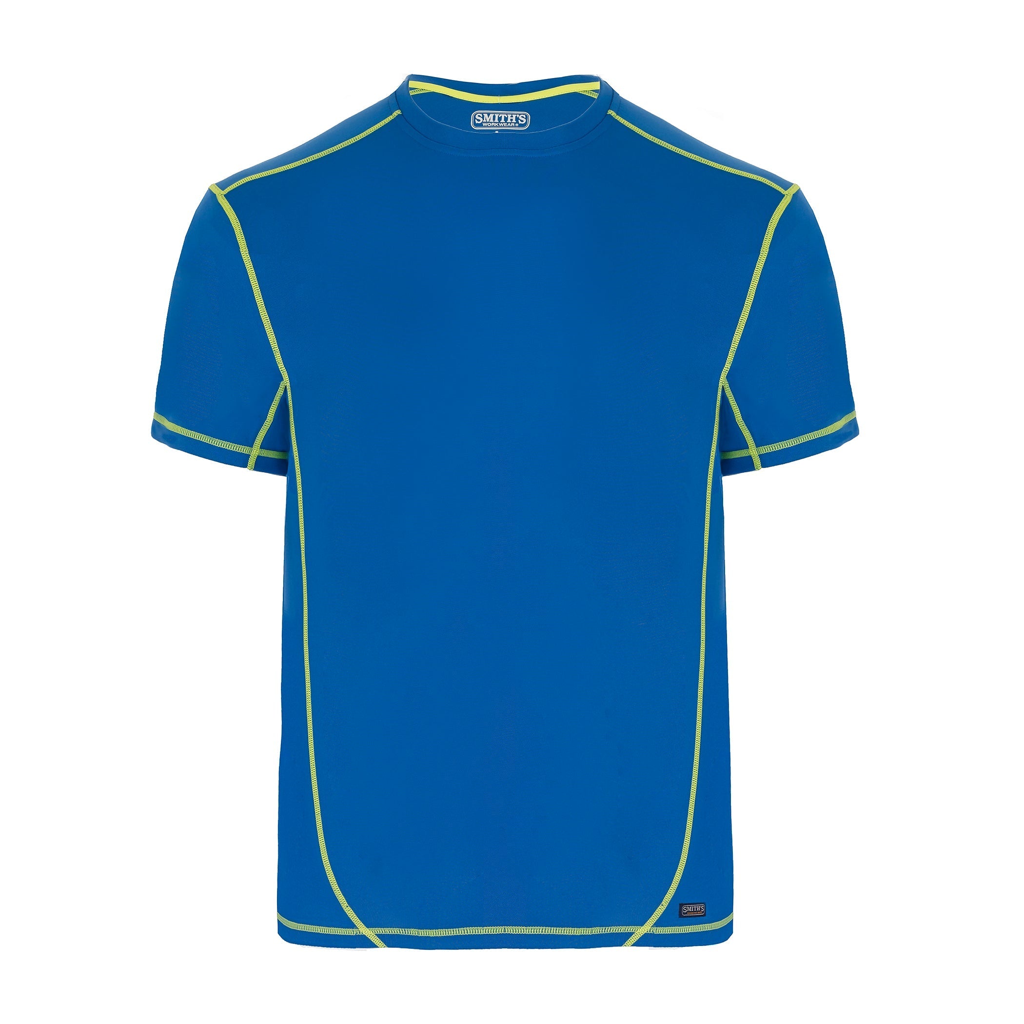  Smith's Workwear Contrast Stitch Performance Tee - Electric Blue/Laser Yellow - Bonton