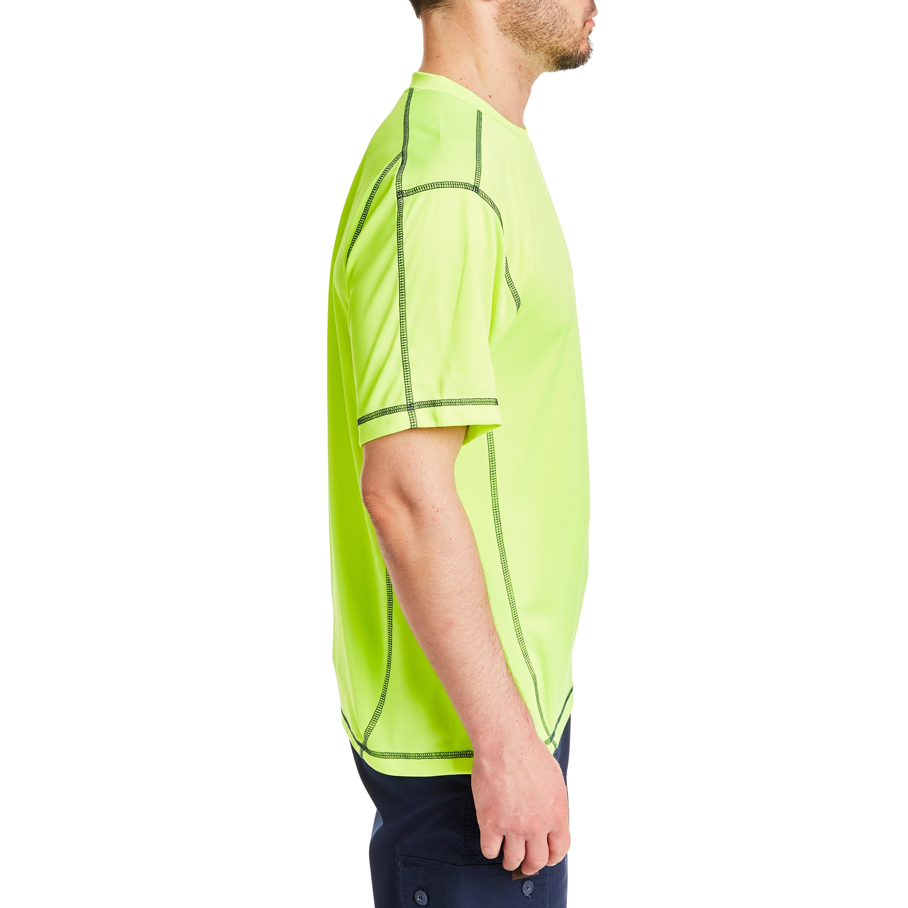  Smith's Workwear Contrast Stitch Performance Tee - Black/Laser Yellow - Bonton