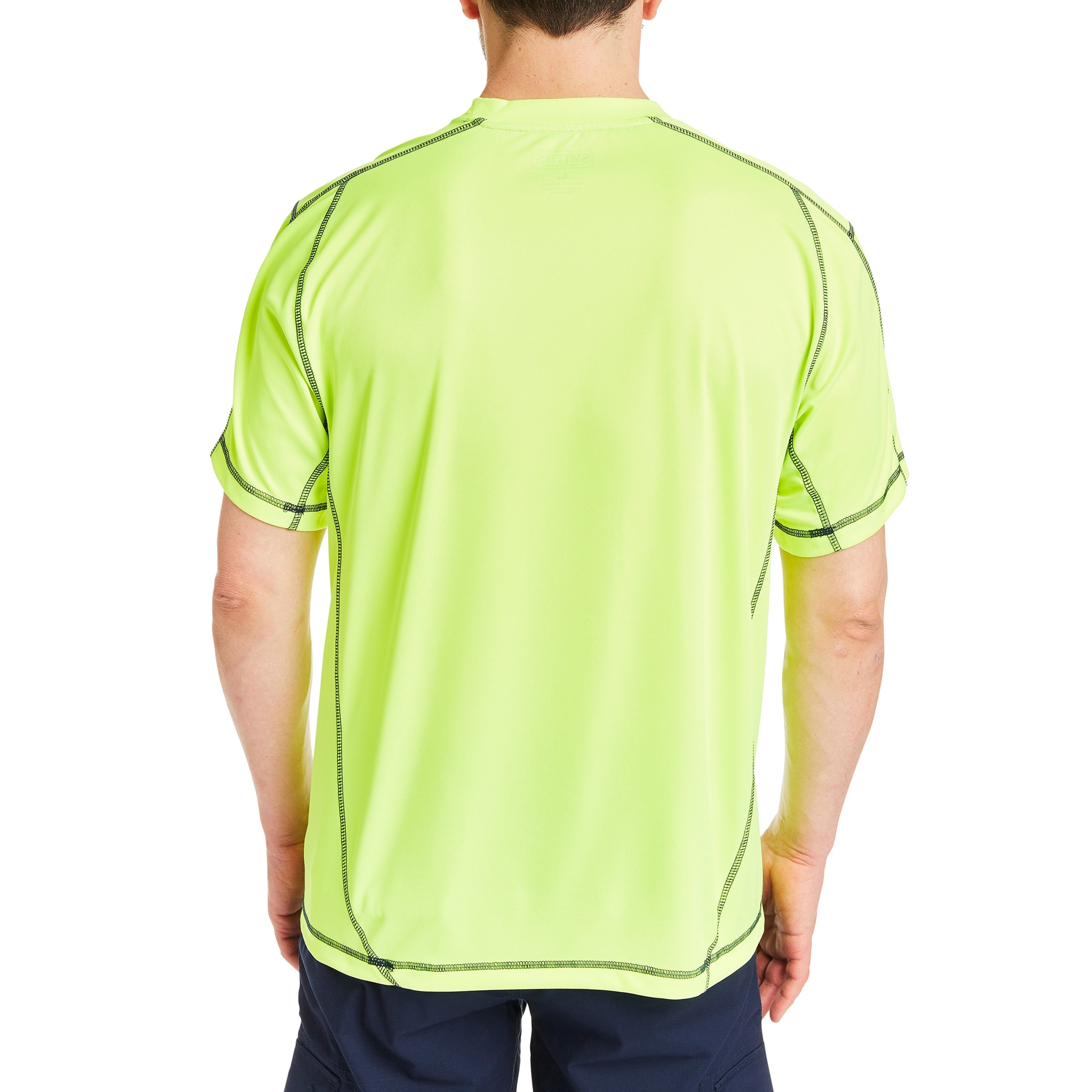  Smith's Workwear Contrast Stitch Performance Tee - Electric Blue/Laser Yellow - Bonton