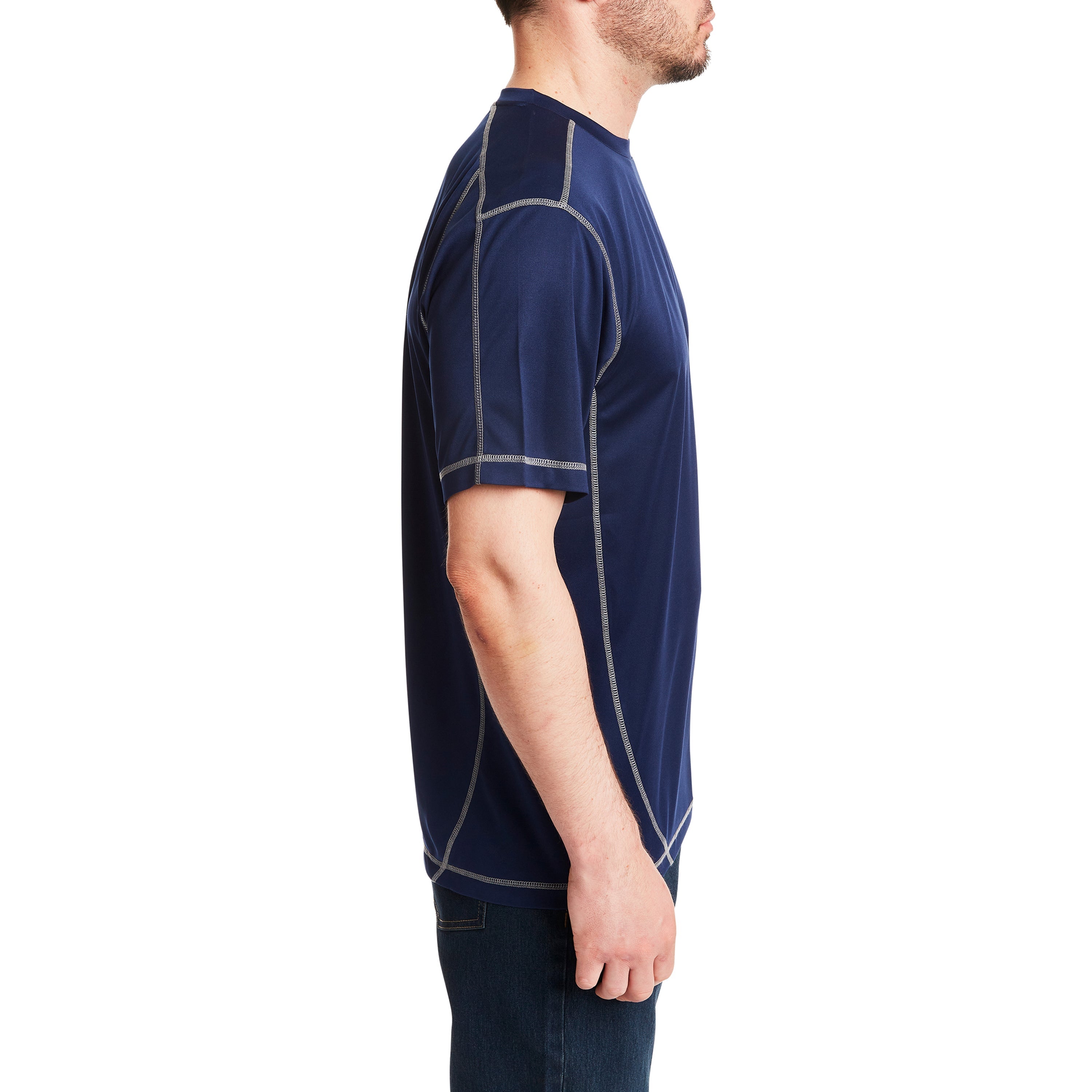  Smith's Workwear Contrast Stitch Performance Tee - Electric Blue/Laser Yellow - Bonton