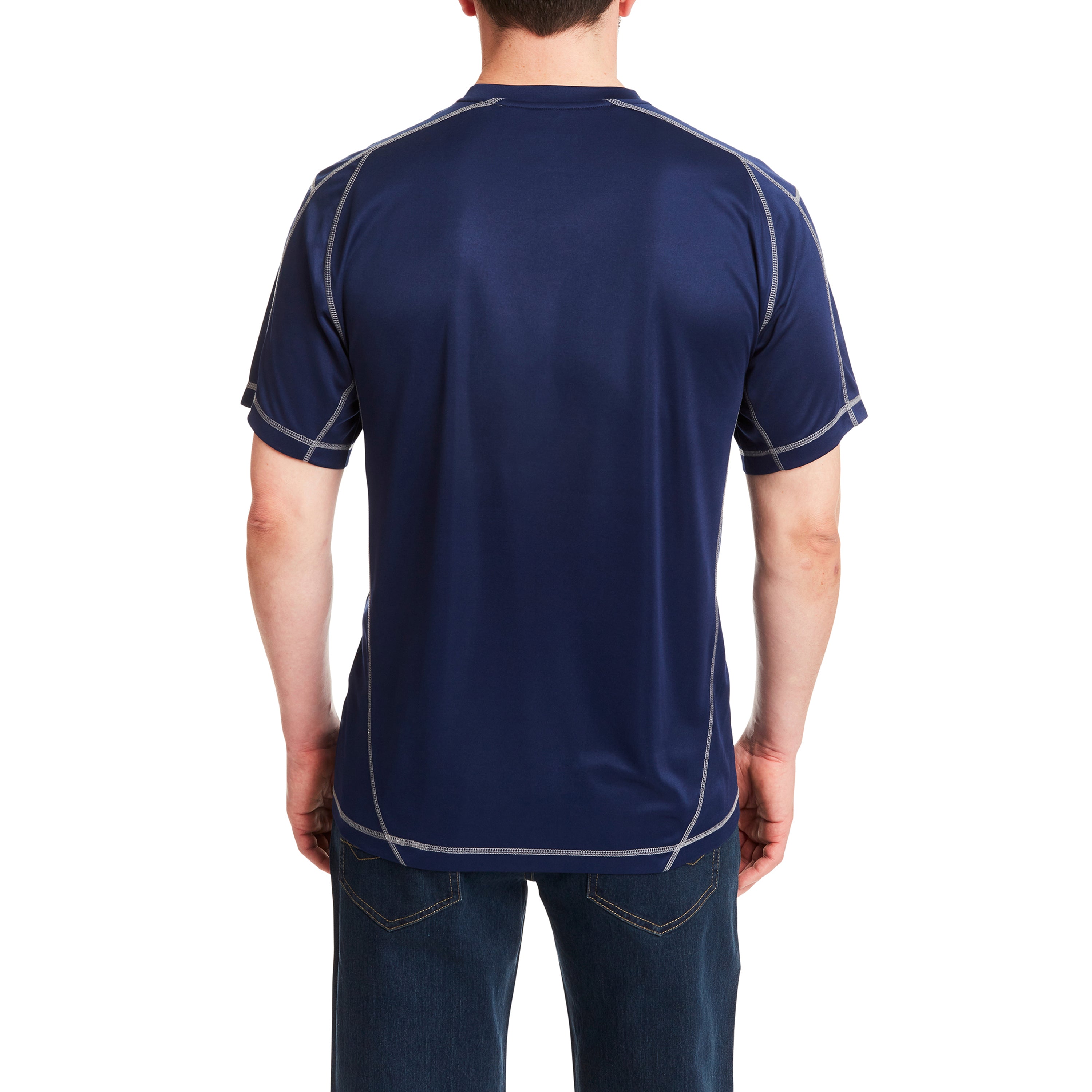  Smith's Workwear Contrast Stitch Performance Tee - Electric Blue/Laser Yellow - Bonton