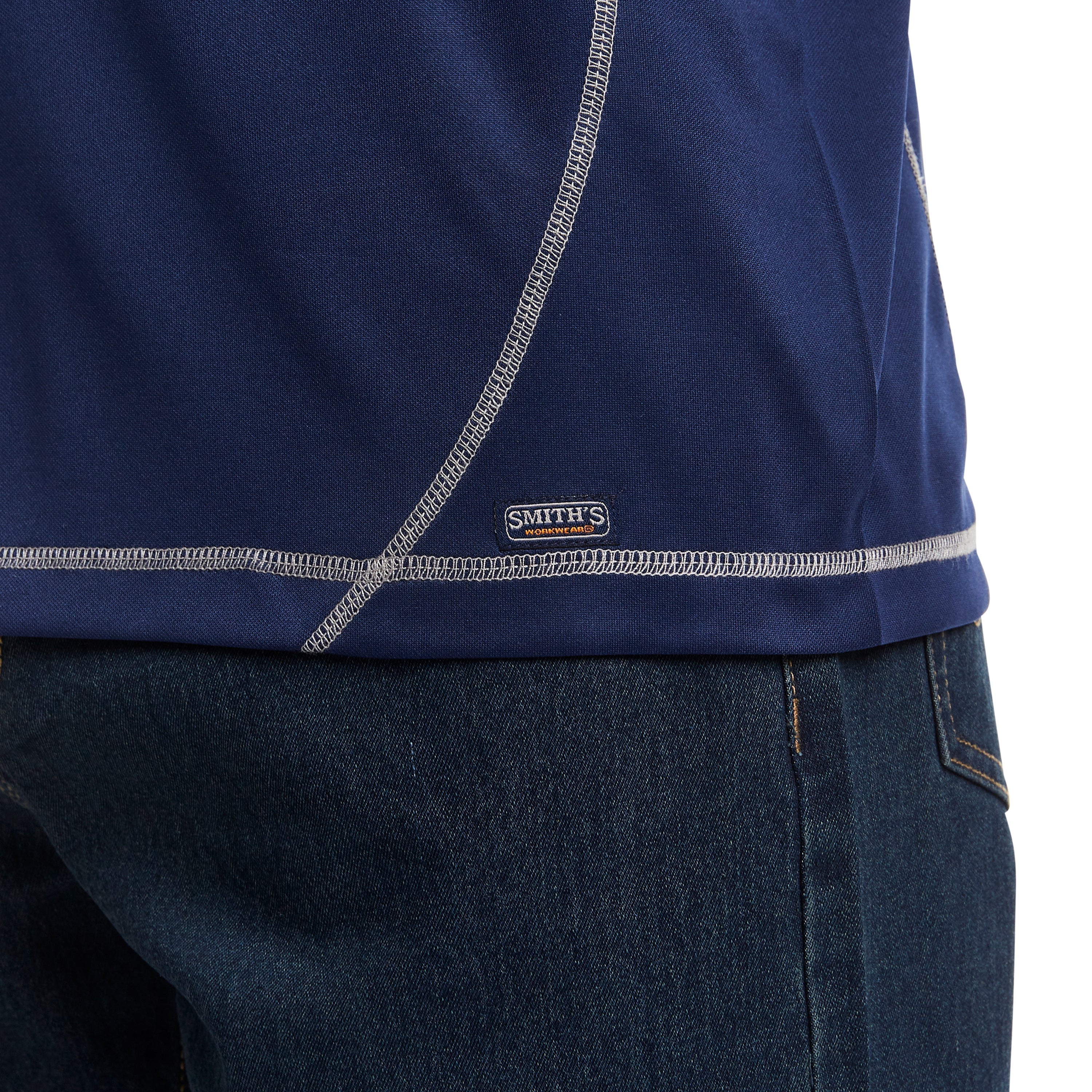  Smith's Workwear Contrast Stitch Performance Tee - Navy/Silver - Bonton