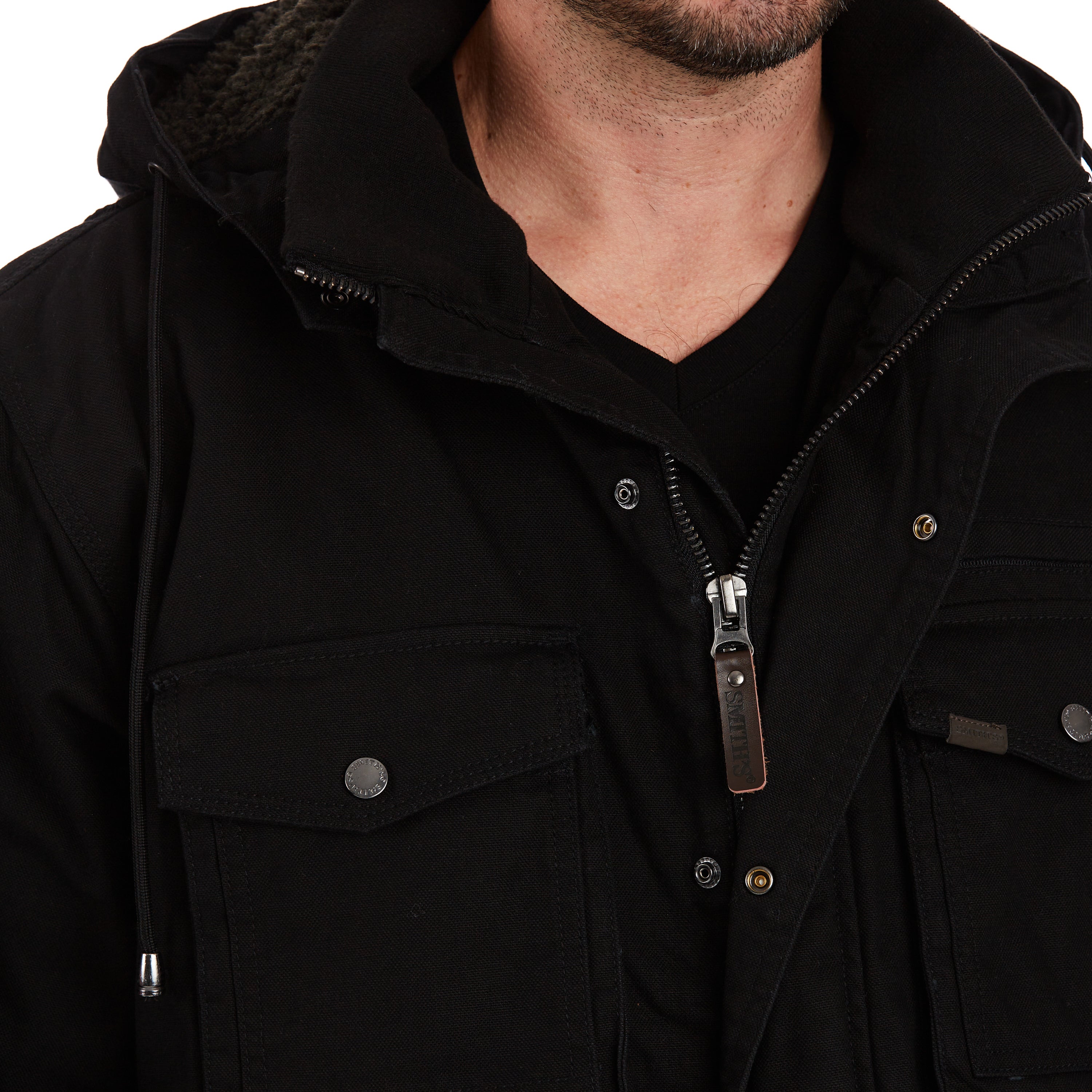  Smith's Workwear Sherpa-Lined Duck Work Jacket - Black - Bonton