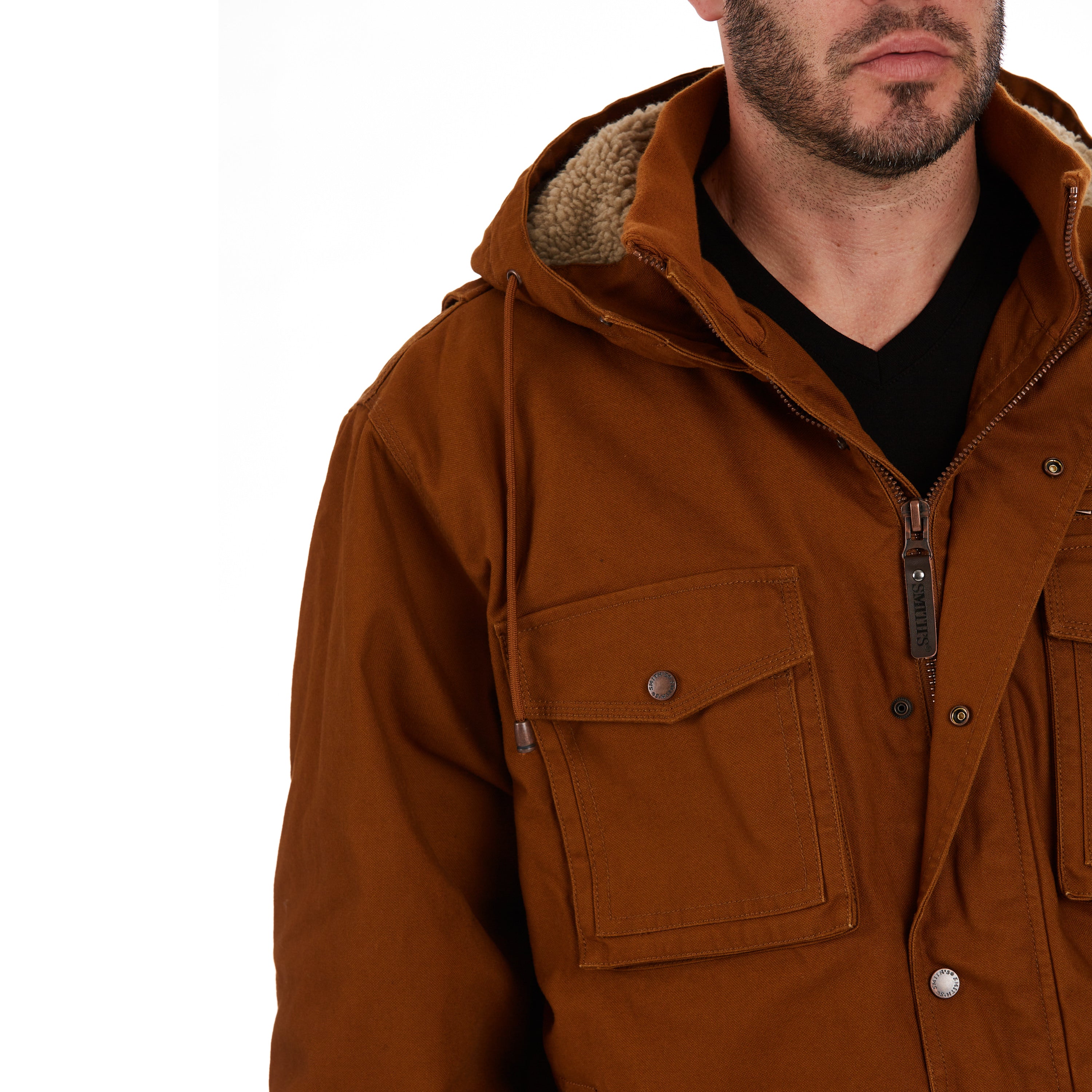  Smith's Workwear Sherpa-Lined Duck Work Jacket - Camel Brown - Bonton