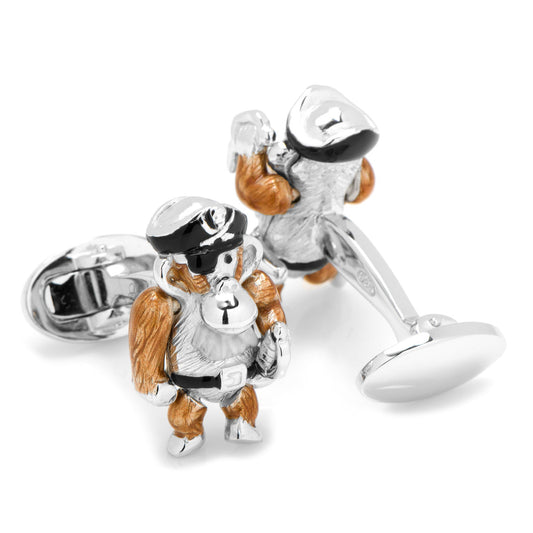 Moving Monkey Pirate With Hat and Sword Cufflinks