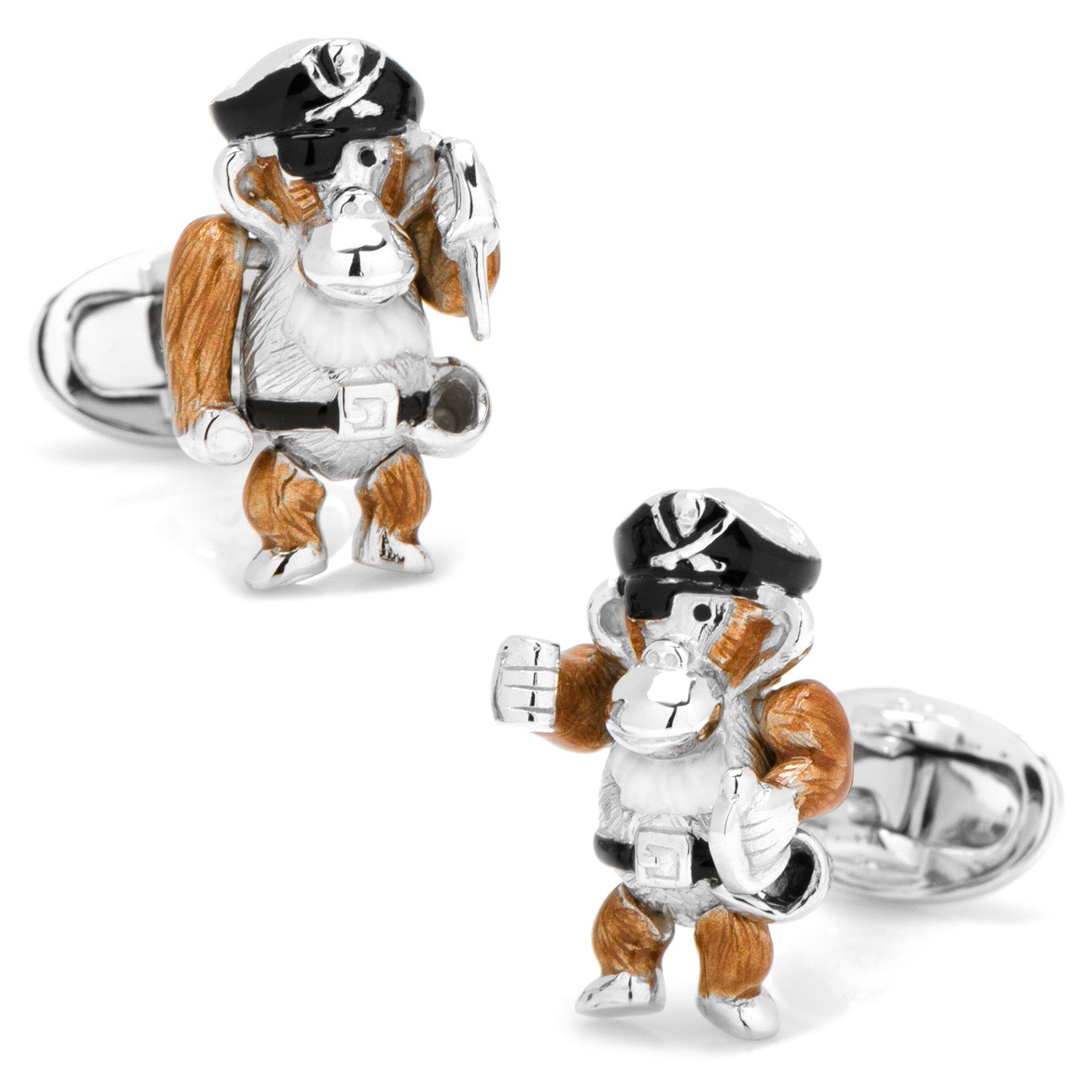  Cufflinks Moving Monkey Pirate With Hat and Sword Cufflinks - Default Title - Bonton