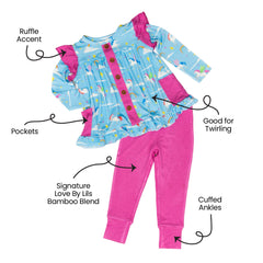 Sage Bamboo Long Sleeve Peplum + Legging Set