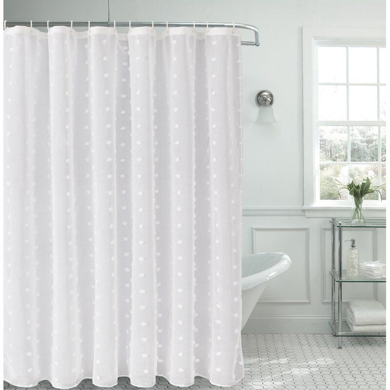  Dainty Home Snowball Shower Curtain - White - Bonton