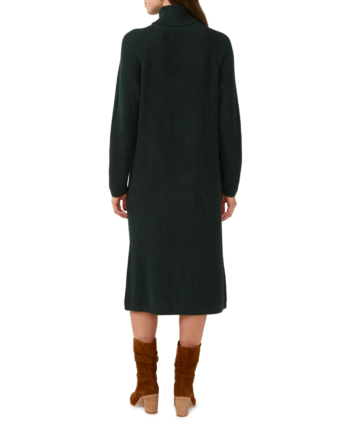 Paityn Long Sleeves Turtleneck Sweater Dress Dark Green