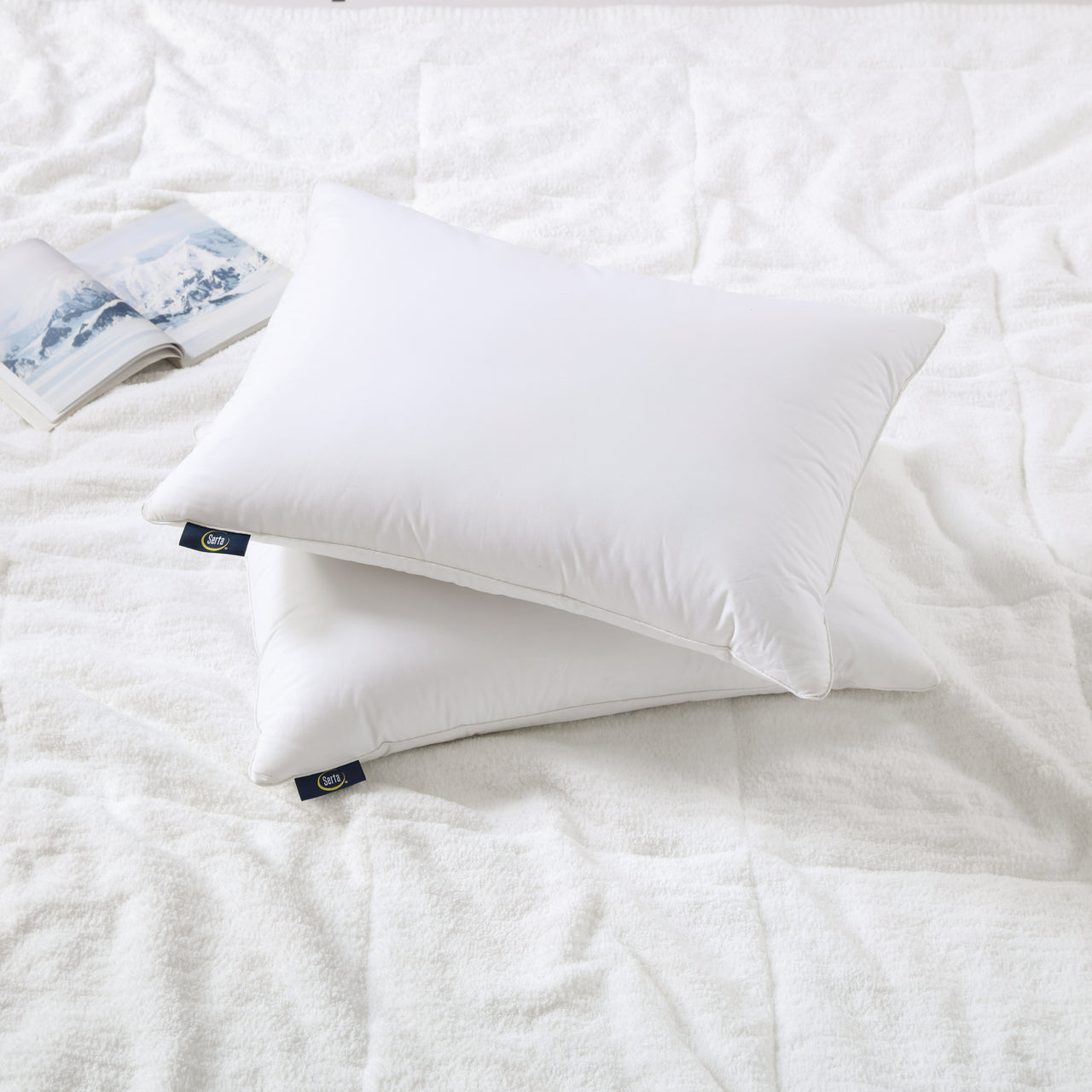  Serta Serta HeiQ Cooling Softy-Around Feather And Down Pillow - 2 Pack - White - Bonton