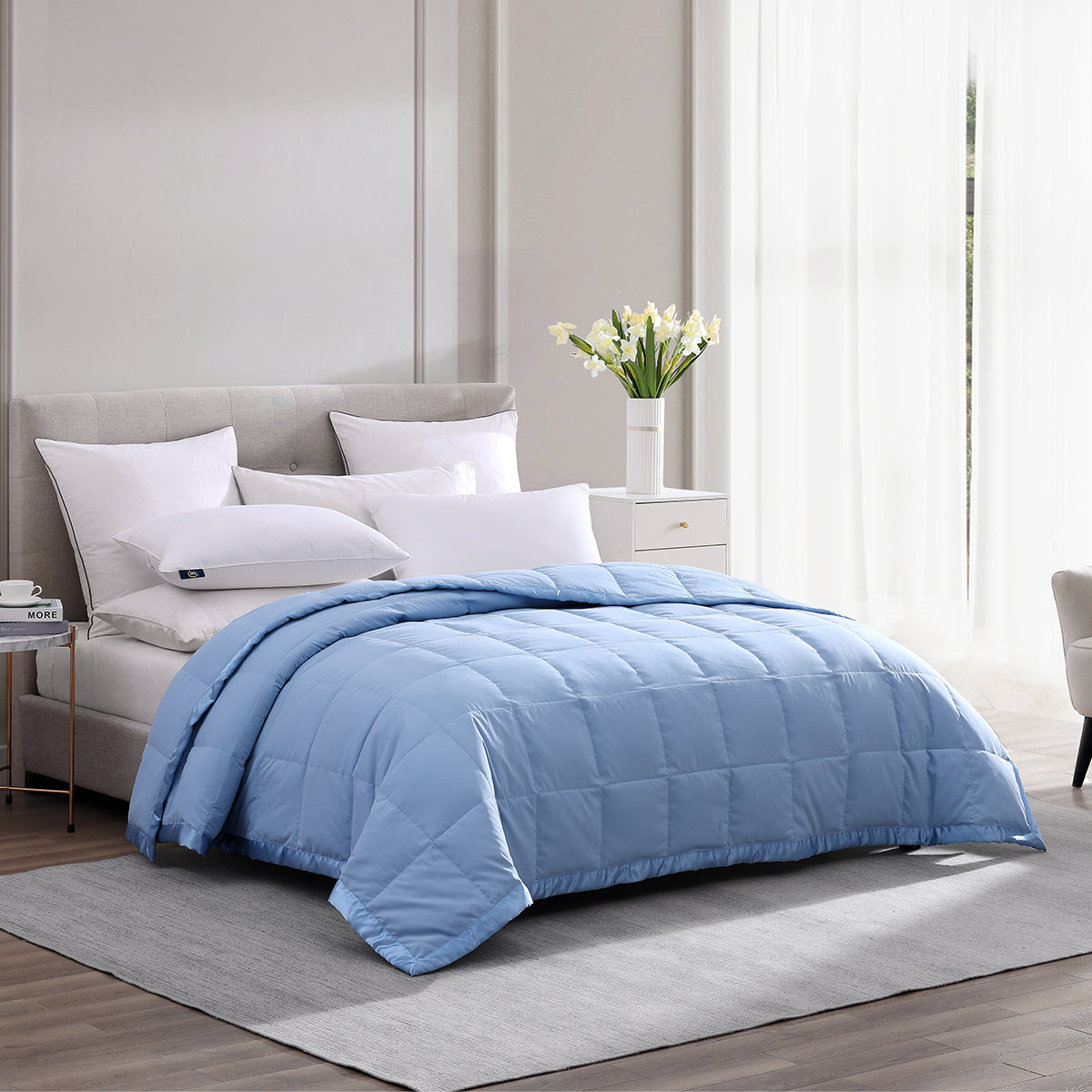  Serta 650 Fill Power Microfiber Down Blanket - Blue - Bonton