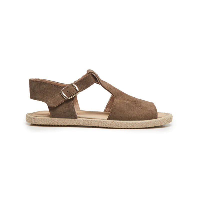  Childrenchic Suede T-bar Espadrille Sandal - Taupe - Bonton