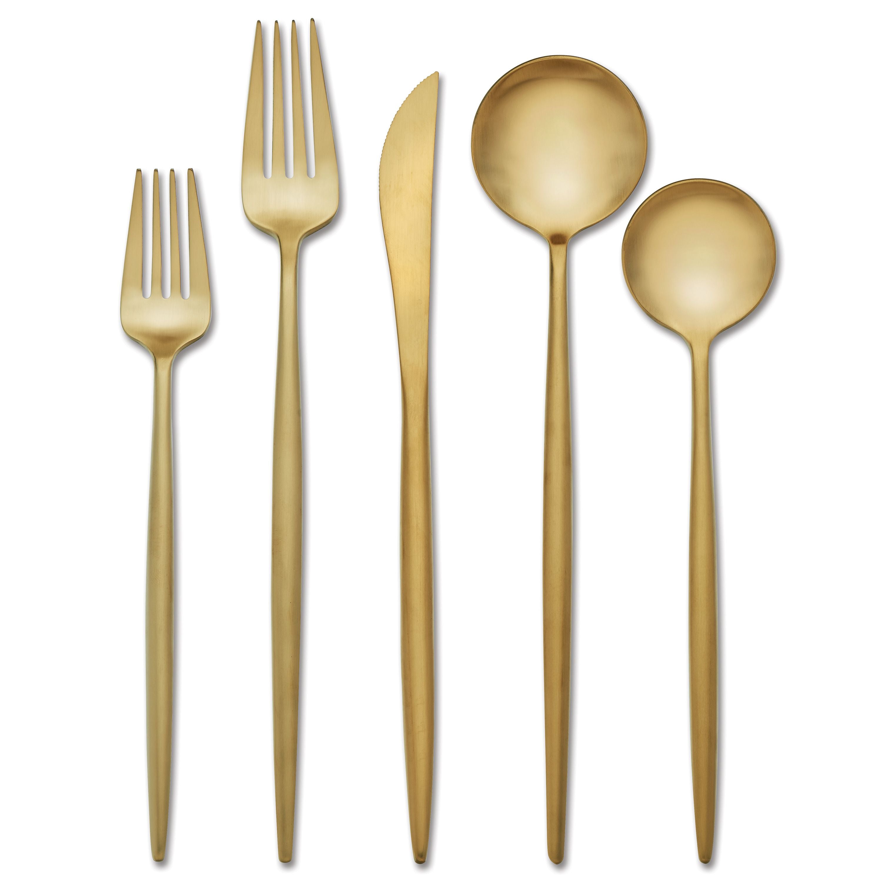  Lenox Zephyr Satin Gold 20-Piece Flatware Set - Gold - Bonton