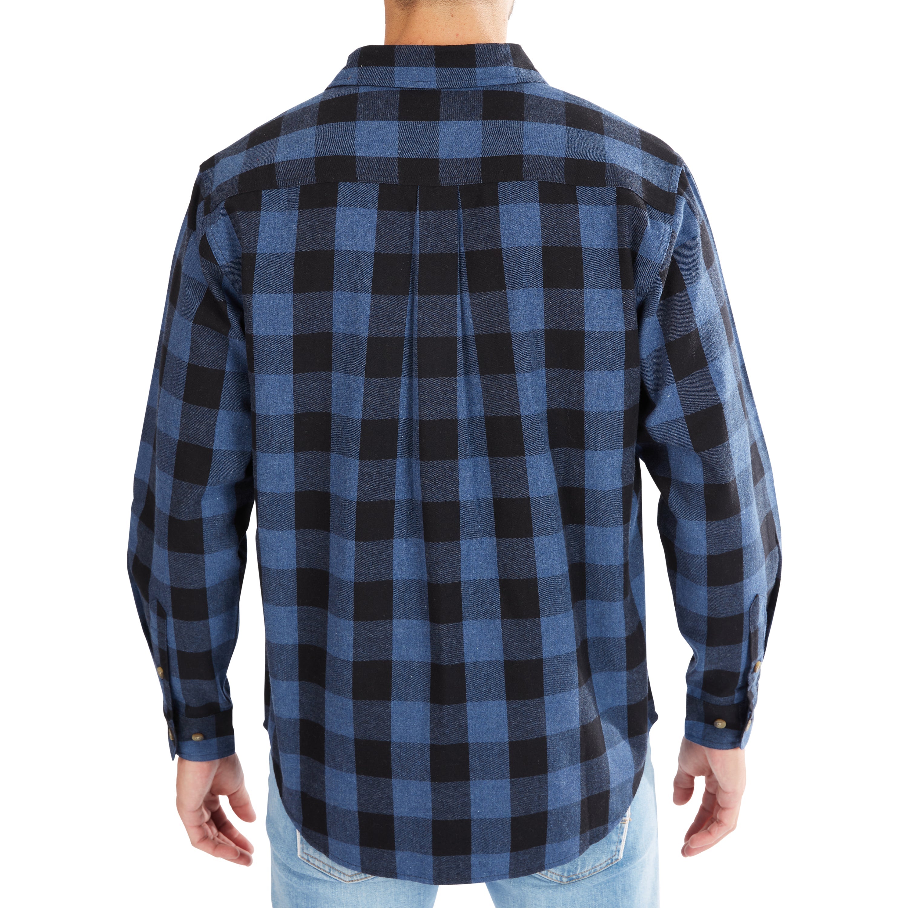  Smith's Workwear Pocket Flannel Button-Up Shirt - Blue/Black-503 - Bonton