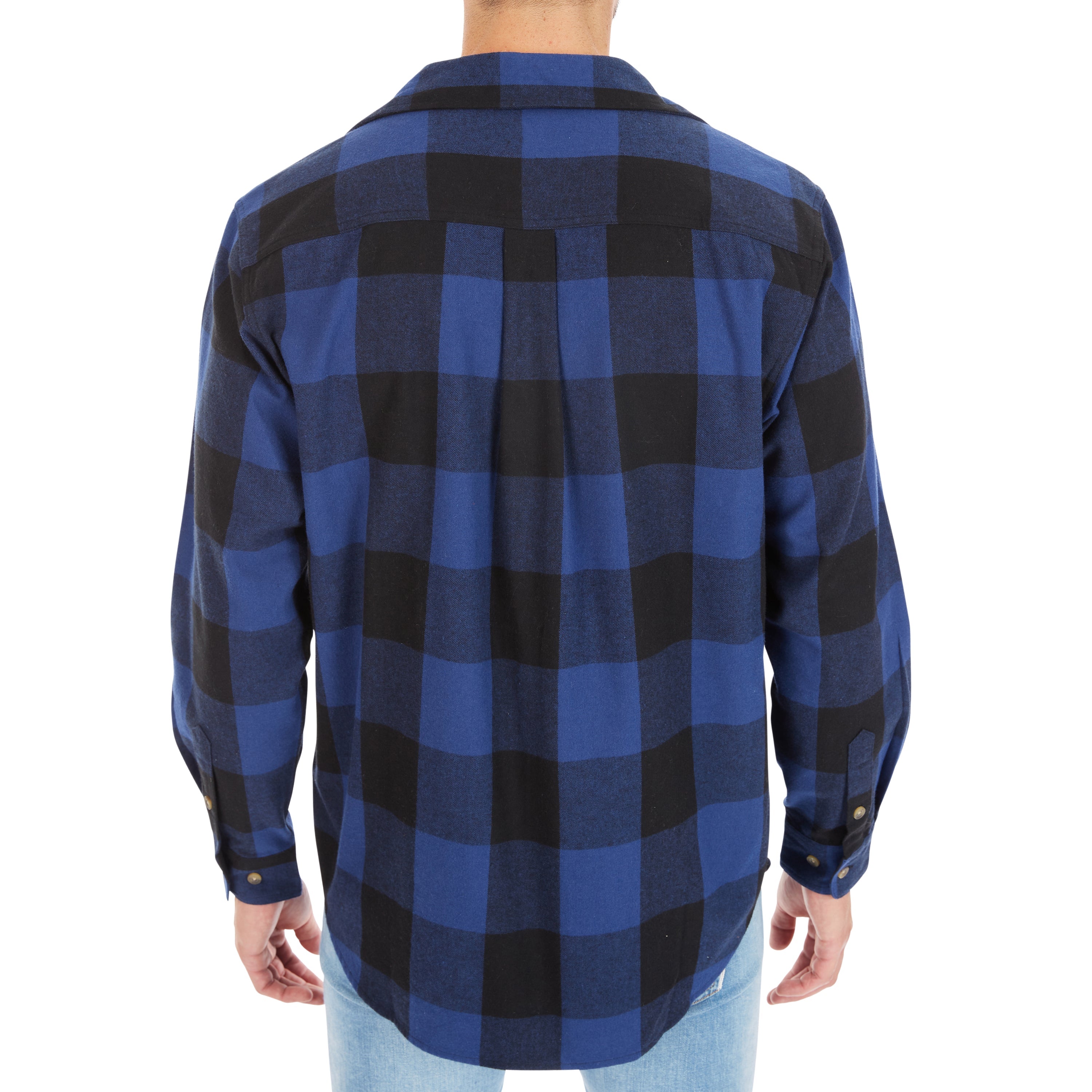  Smith's Workwear Pocket Flannel Button-Up Shirt - Blue/Black-503 - Bonton