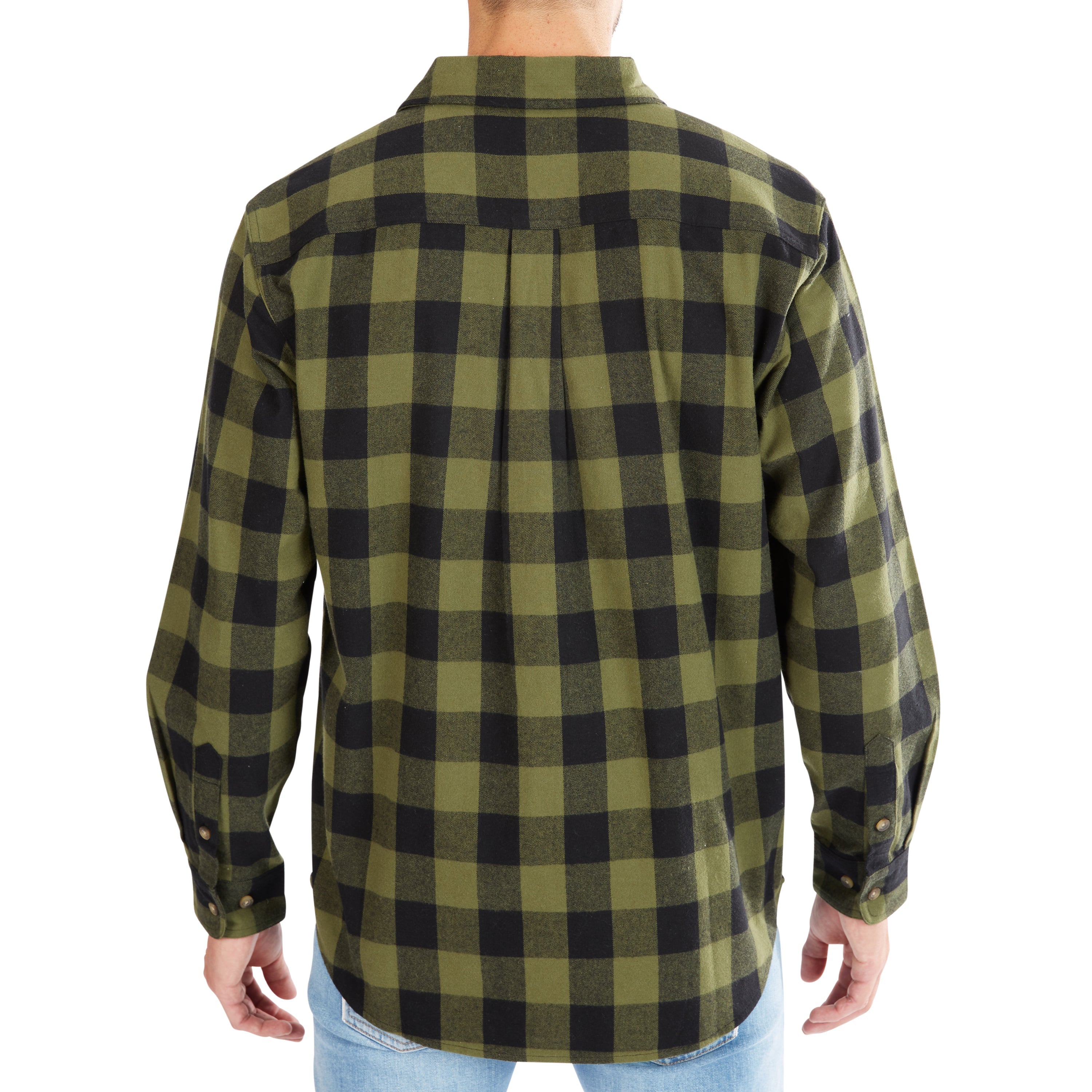  Smith's Workwear Pocket Flannel Button-Up Shirt - Olive/Black-503 - Bonton