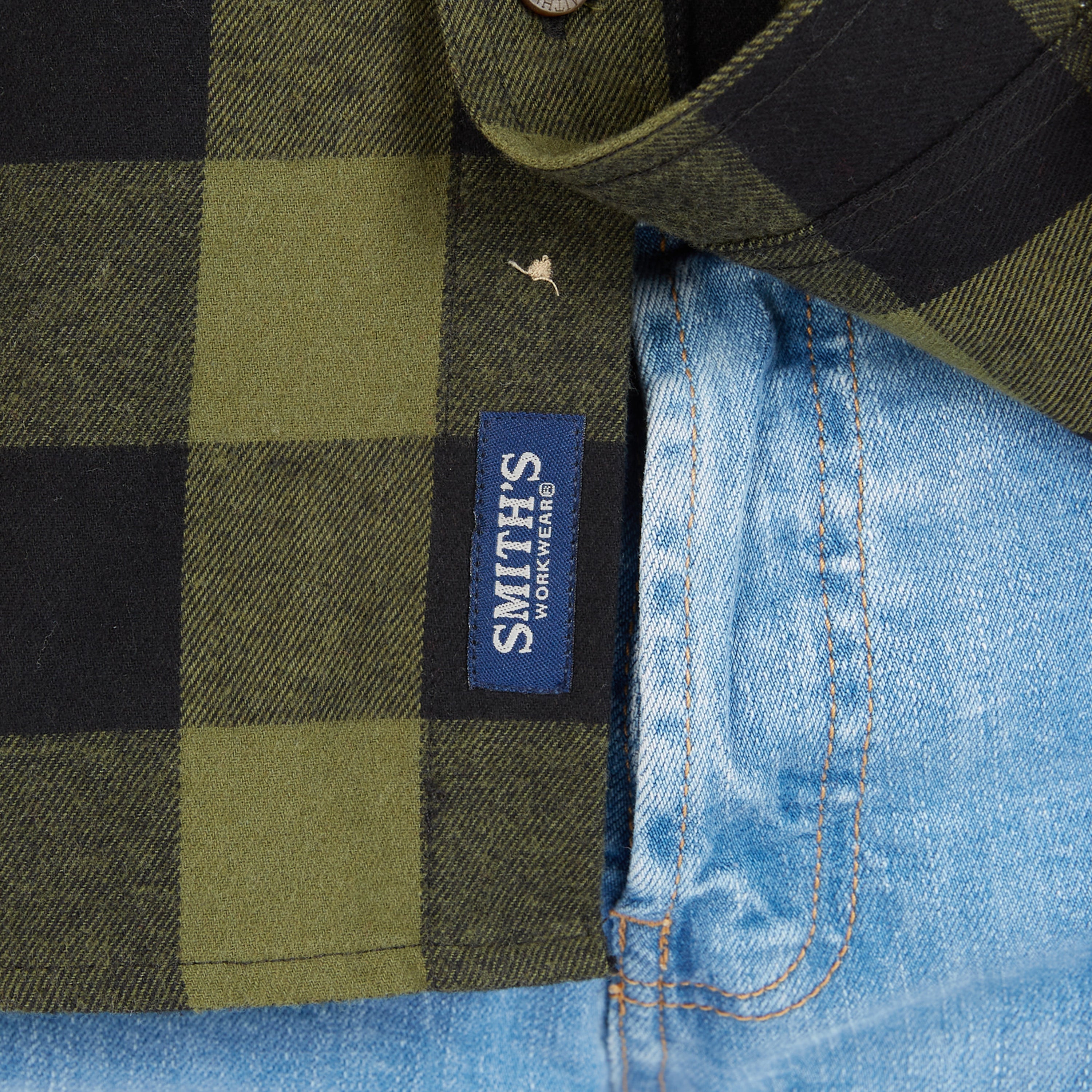  Smith's Workwear Pocket Flannel Button-Up Shirt - Olive/Black-503 - Bonton