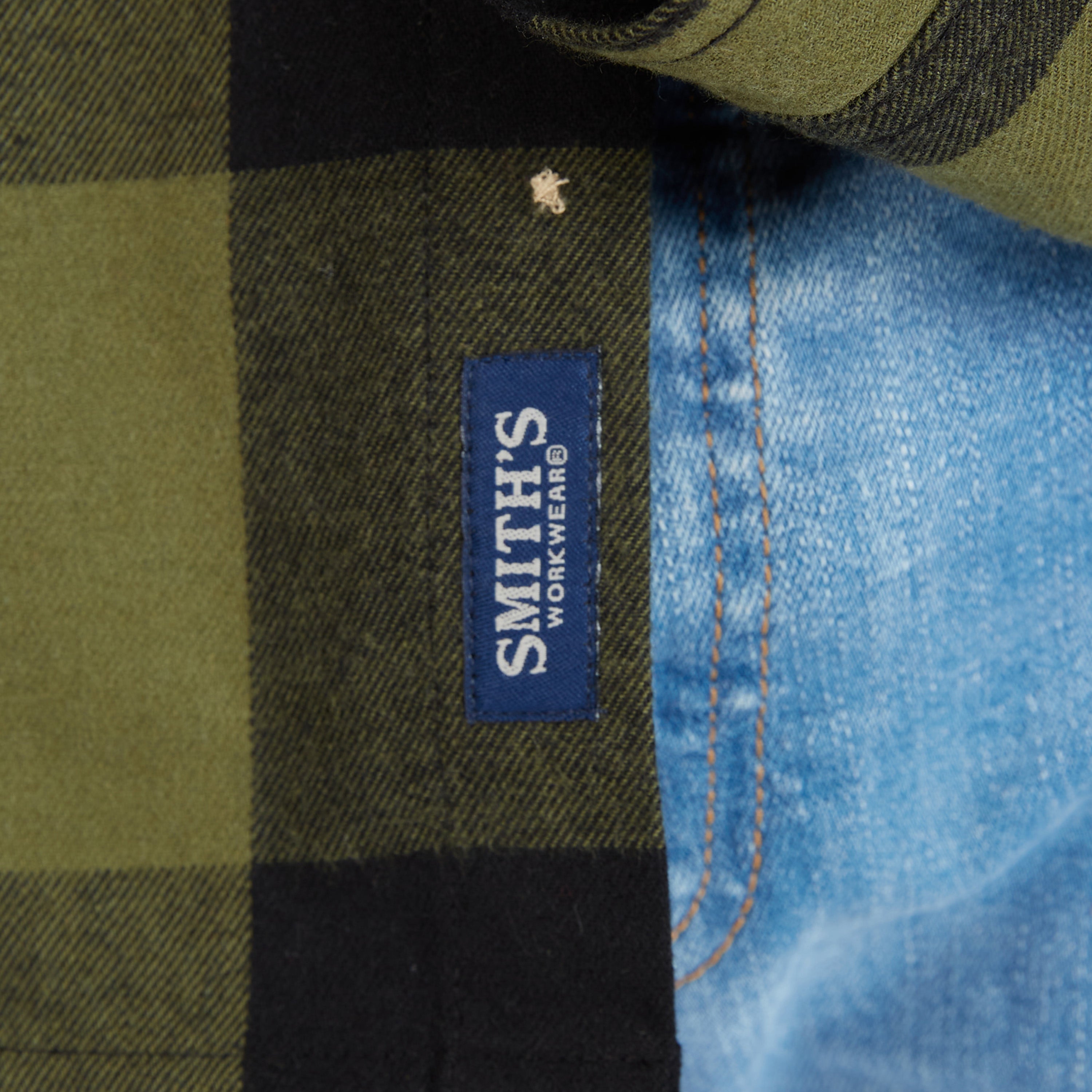  Smith's Workwear Pocket Flannel Button-Up Shirt - Blue/Black-503 - Bonton