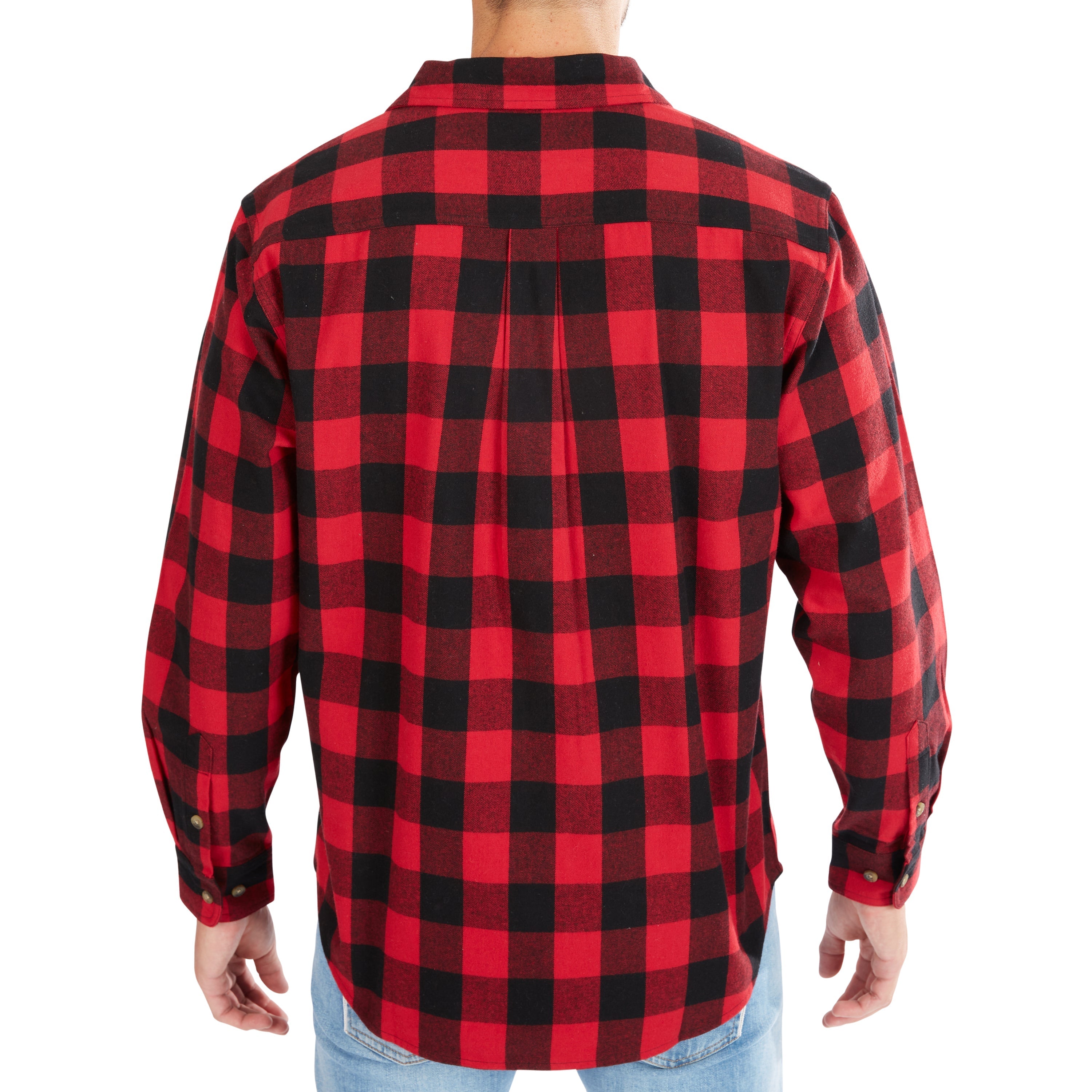  Smith's Workwear Pocket Flannel Button-Up Shirt - Red/Black-503 - Bonton