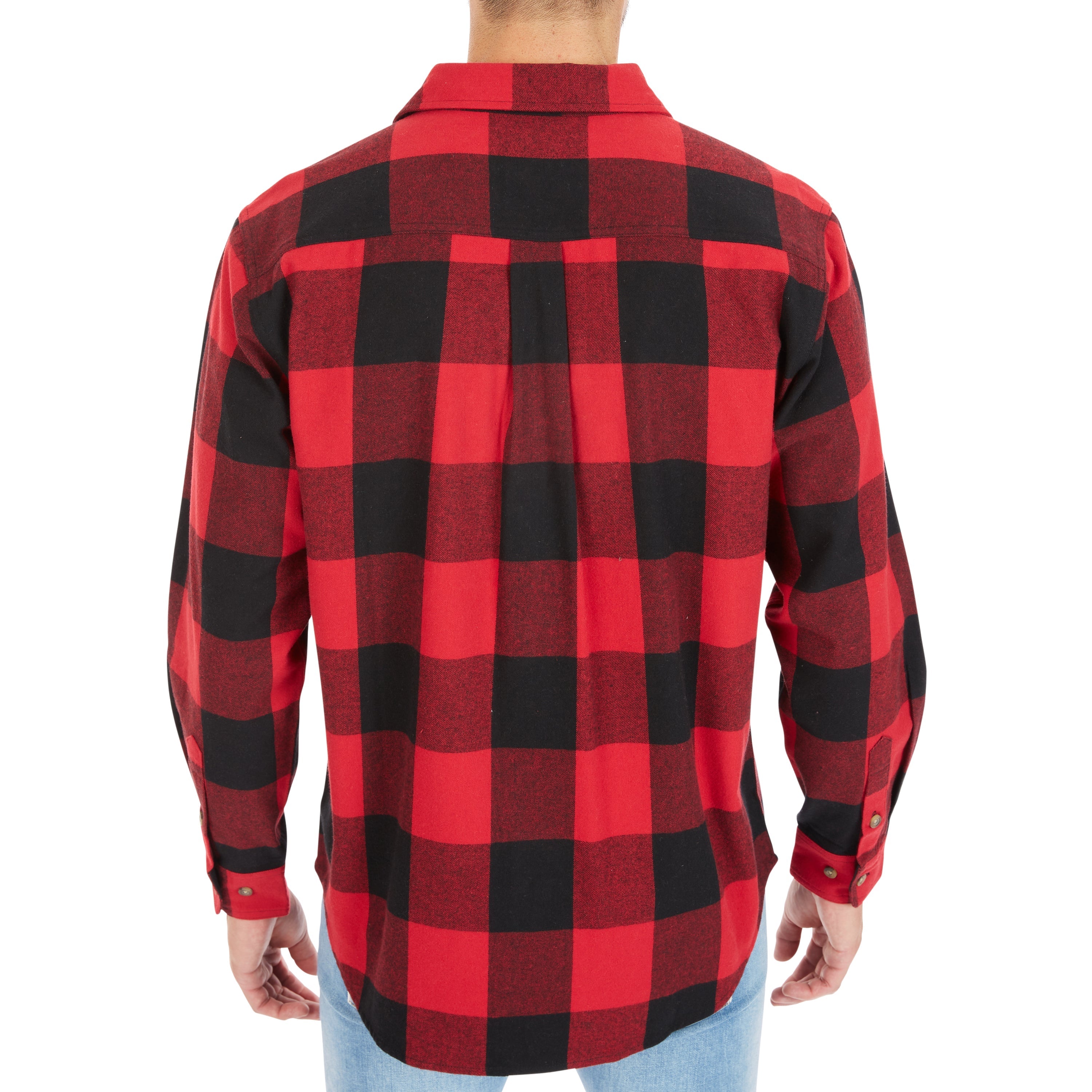  Smith's Workwear Pocket Flannel Button-Up Shirt - Red/Black-503 - Bonton