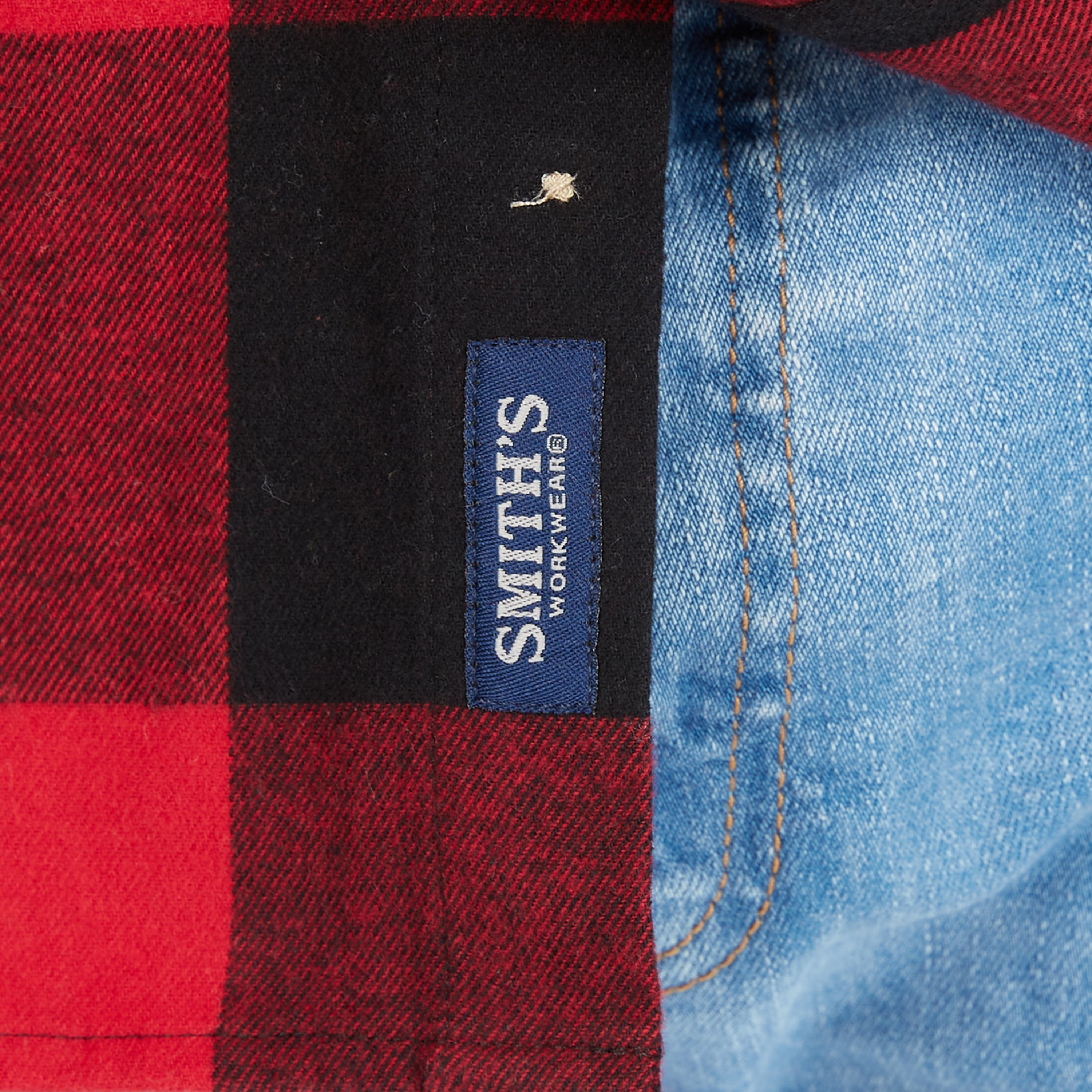  Smith's Workwear Pocket Flannel Button-Up Shirt - Red/Black-503 - Bonton