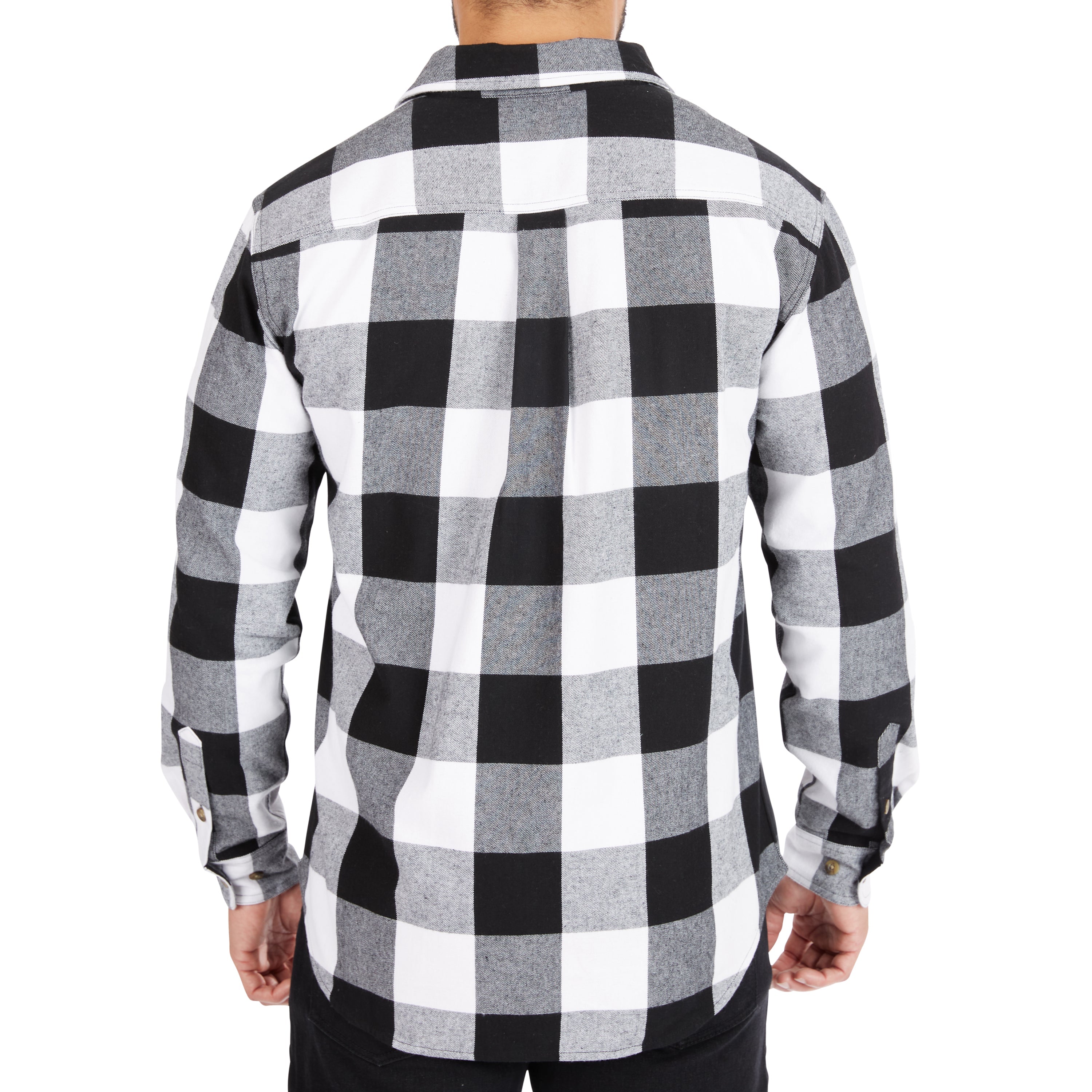  Smith's Workwear Pocket Flannel Button-Up Shirt - White/Black-503 - Bonton