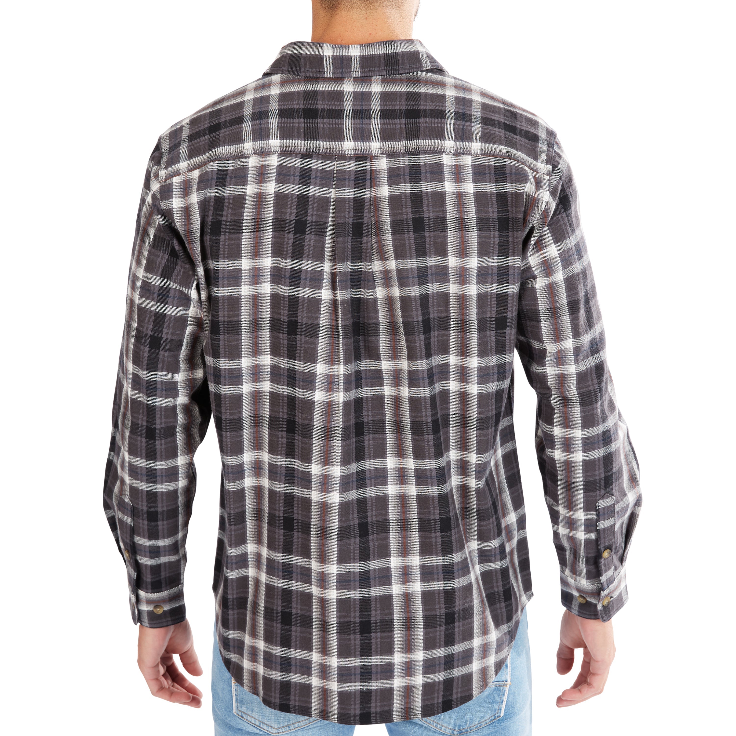  Smith's Workwear Plaid Pocket Flannel Button-Up Shirt - Charcoal-445 - Bonton