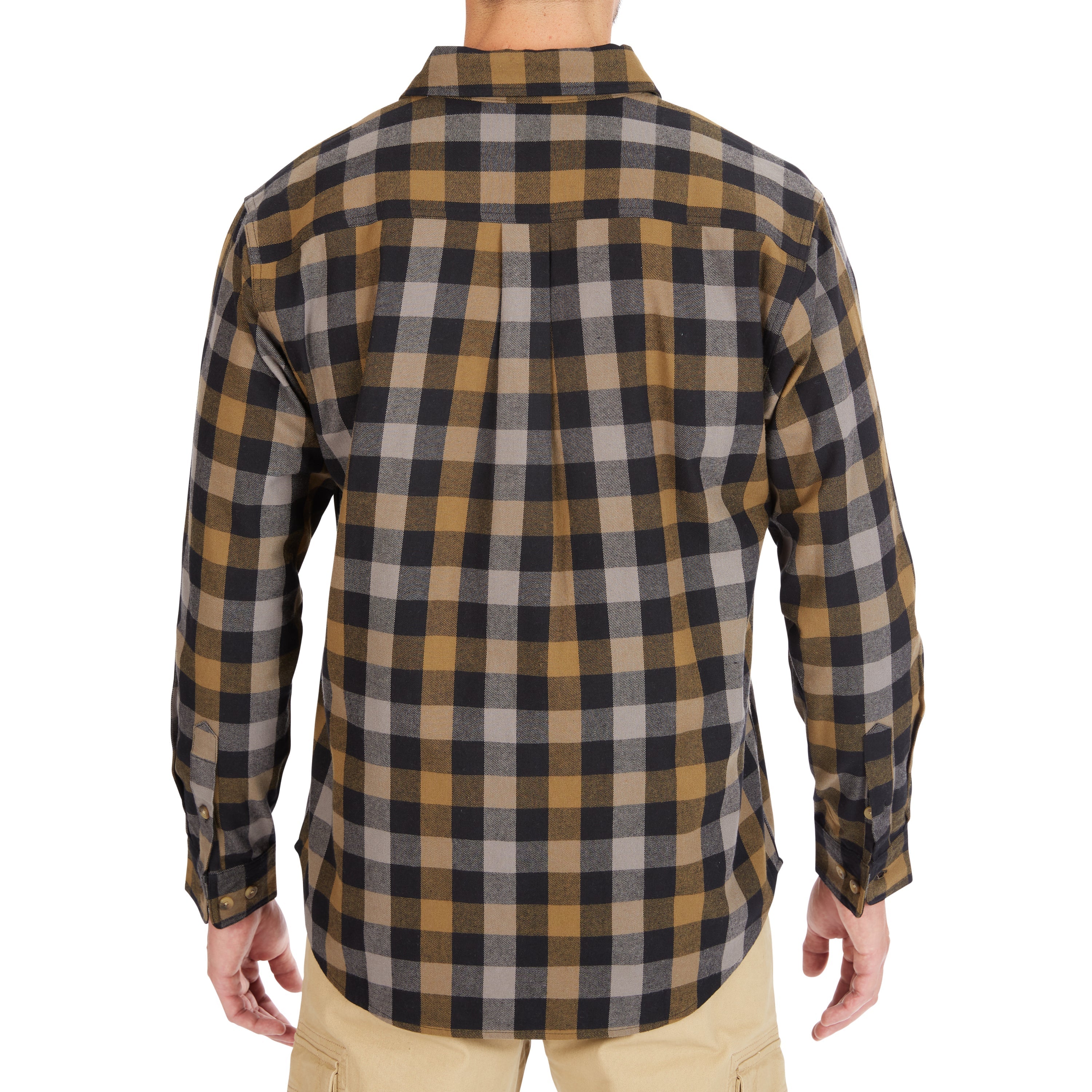  Smith's Workwear Plaid Pocket Flannel Button-Up Shirt - Warm Olive-352 - Bonton