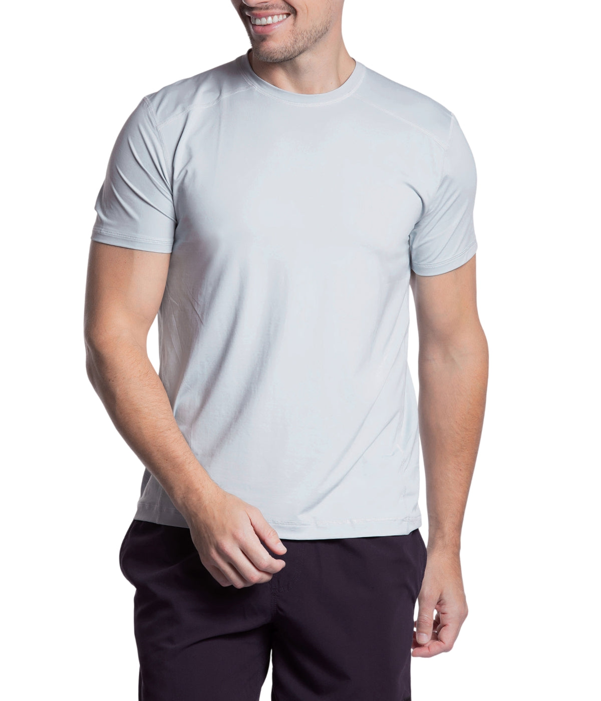  BloqUV BloqUV Men's UPF 50+ Sun Protection Short Sleeve Crew Neck Top - Soft Gray - Bonton