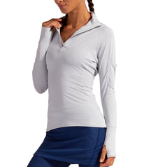 BloqUV Women's UPF 50+ Sun Protection Mock Neck Quarter Zip Top