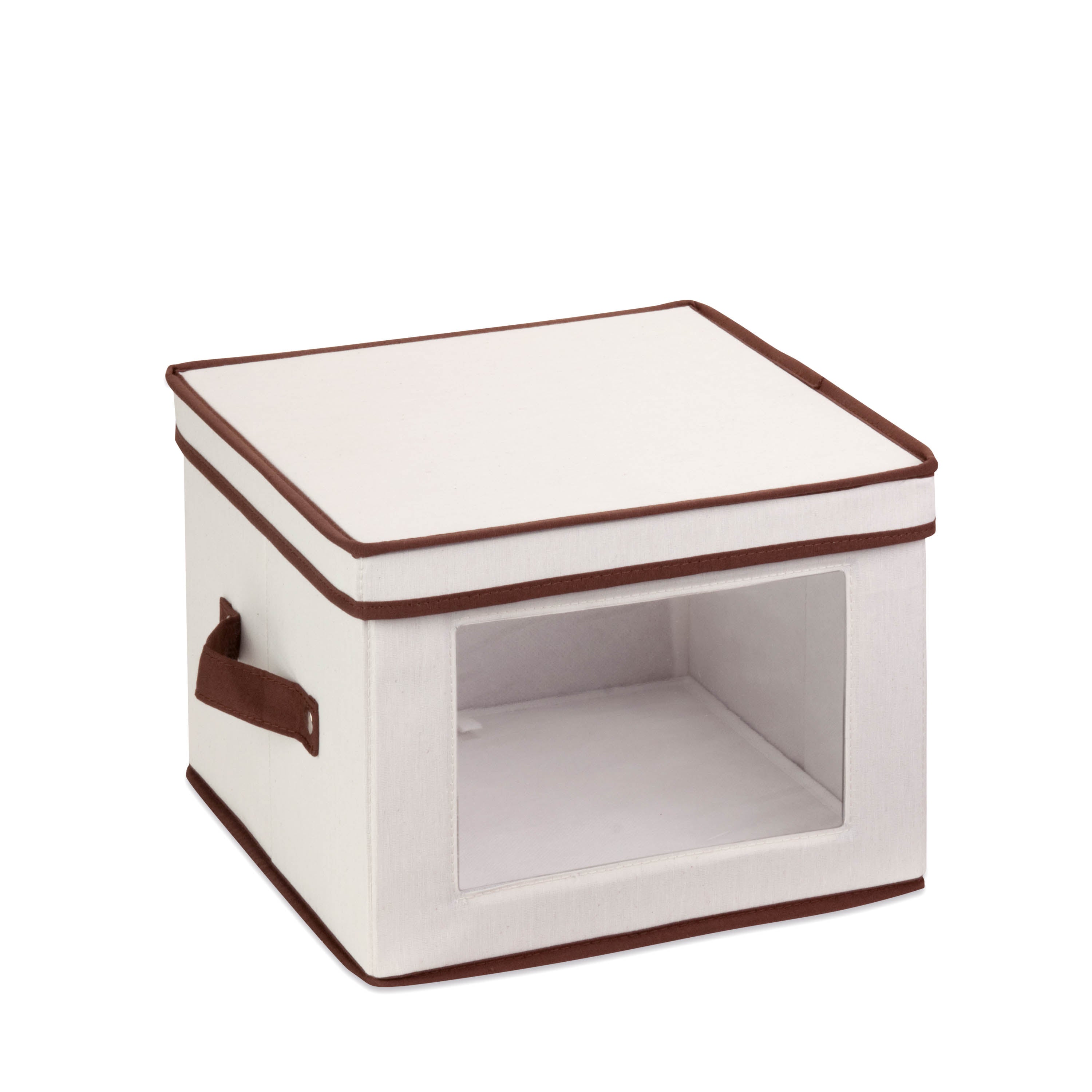  Honey-Can-Do Canvas Square Stemware and More Storage Box with Lid - Natural - Bonton