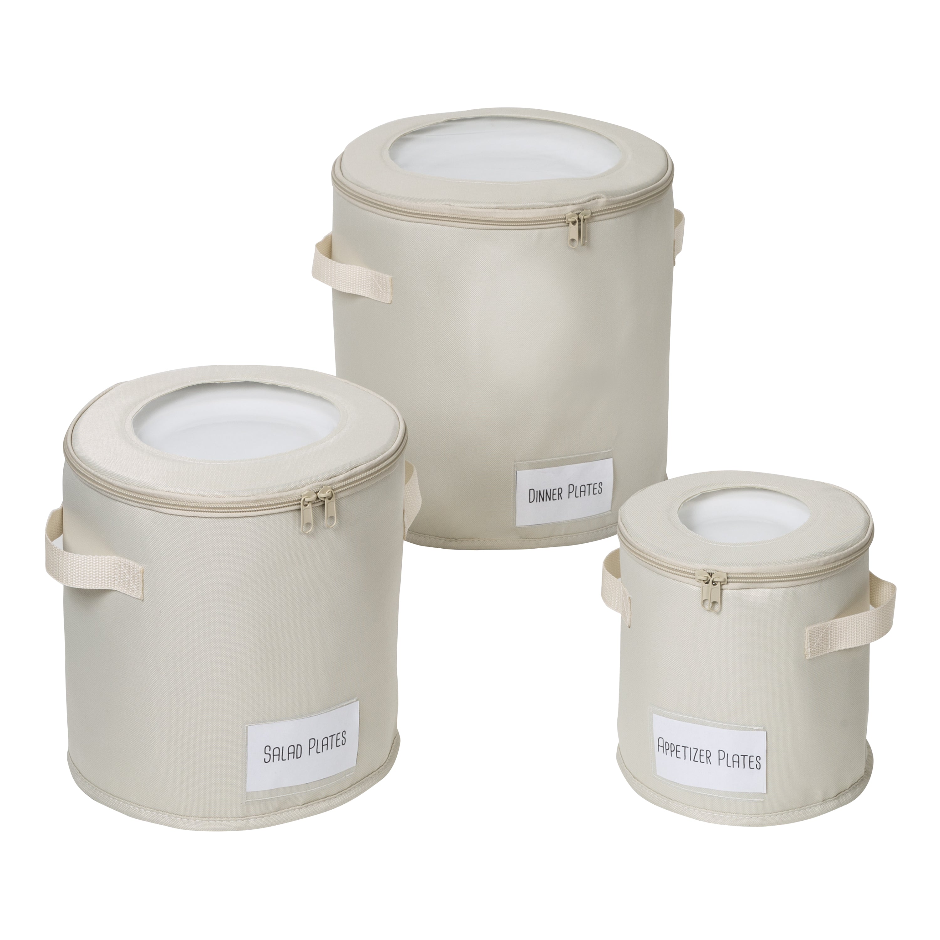  Honey-Can-Do Round Dinnerware Storage Box Set of 3 - Natural - Bonton