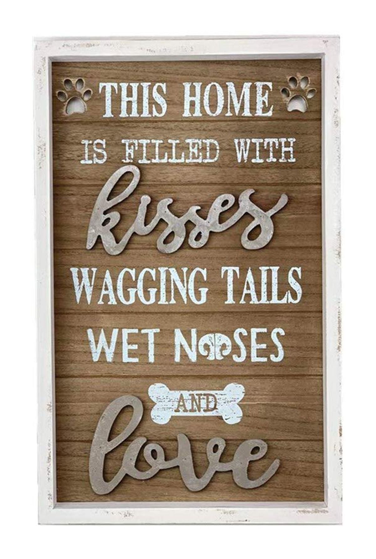  Paris Loft Rustic Farmhouse Wood Dog Sign Decor - Brown - Bonton