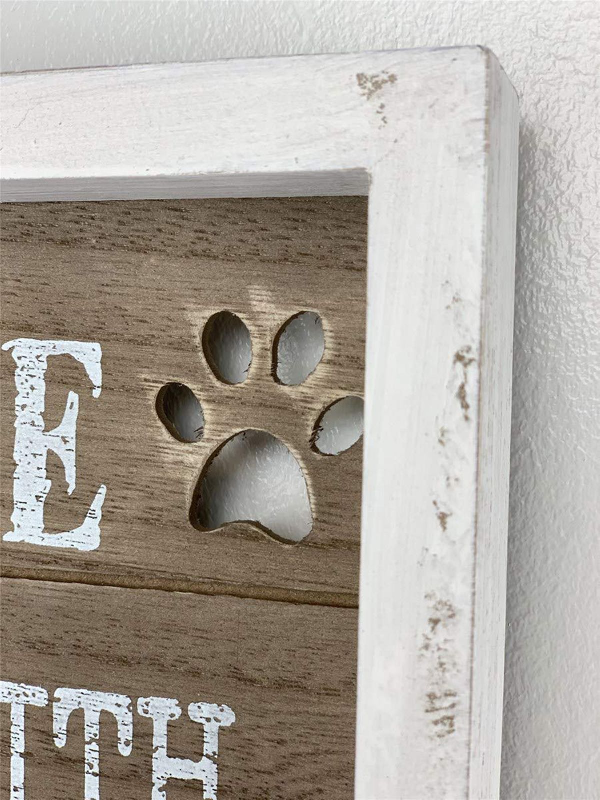  Paris Loft Rustic Farmhouse Wood Dog Sign Decor - Brown - Bonton