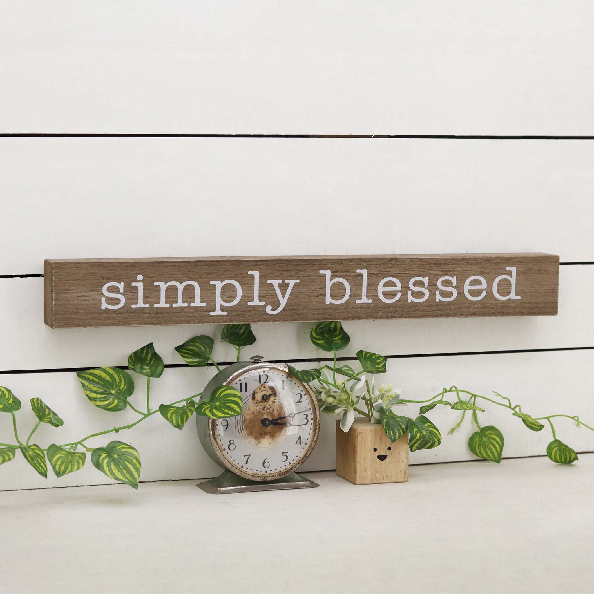  Paris Loft Simply Blessed Rustic Wood Block Sign - Brown - Bonton