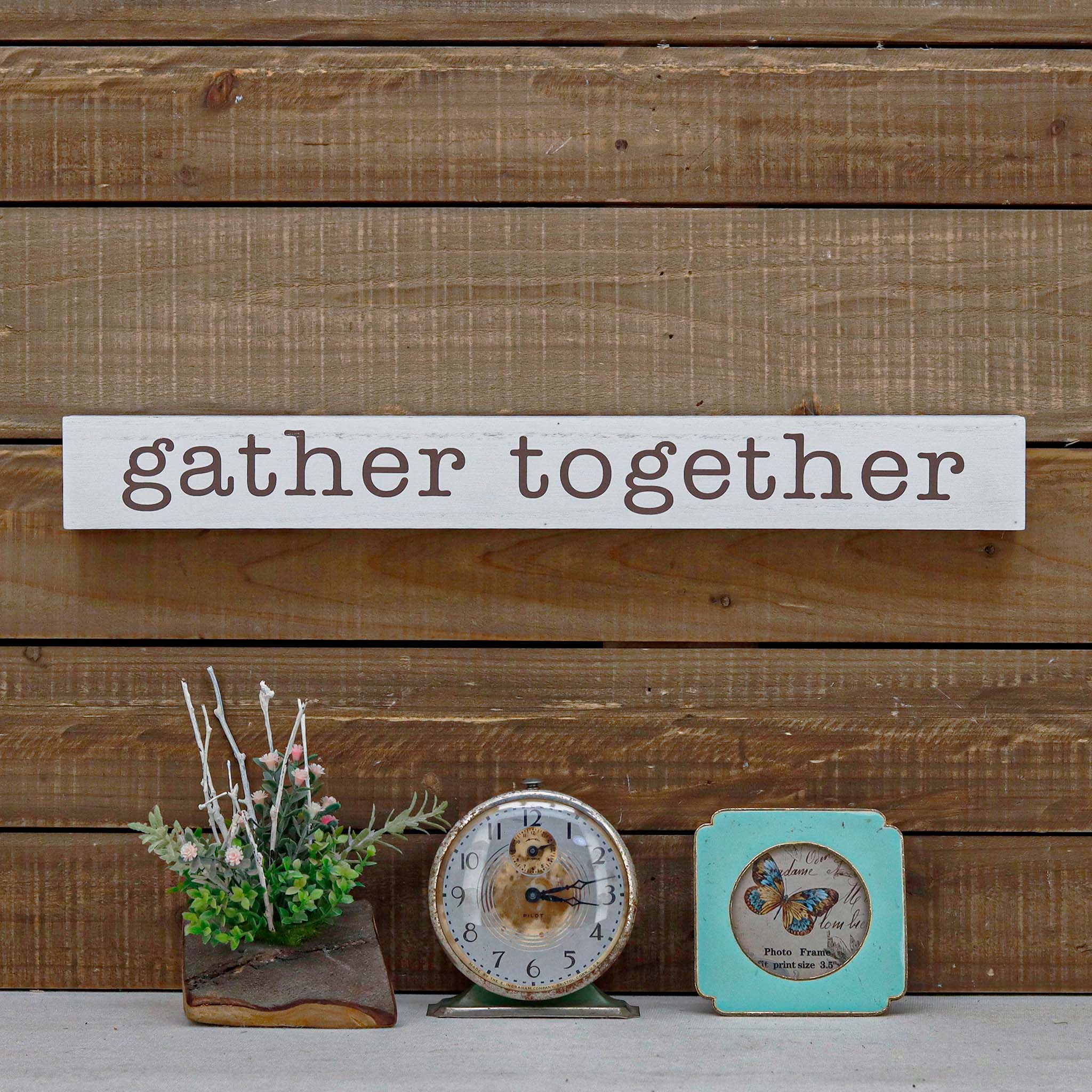  Paris Loft Gather Together Rustic Wood Block Sign - White - Bonton