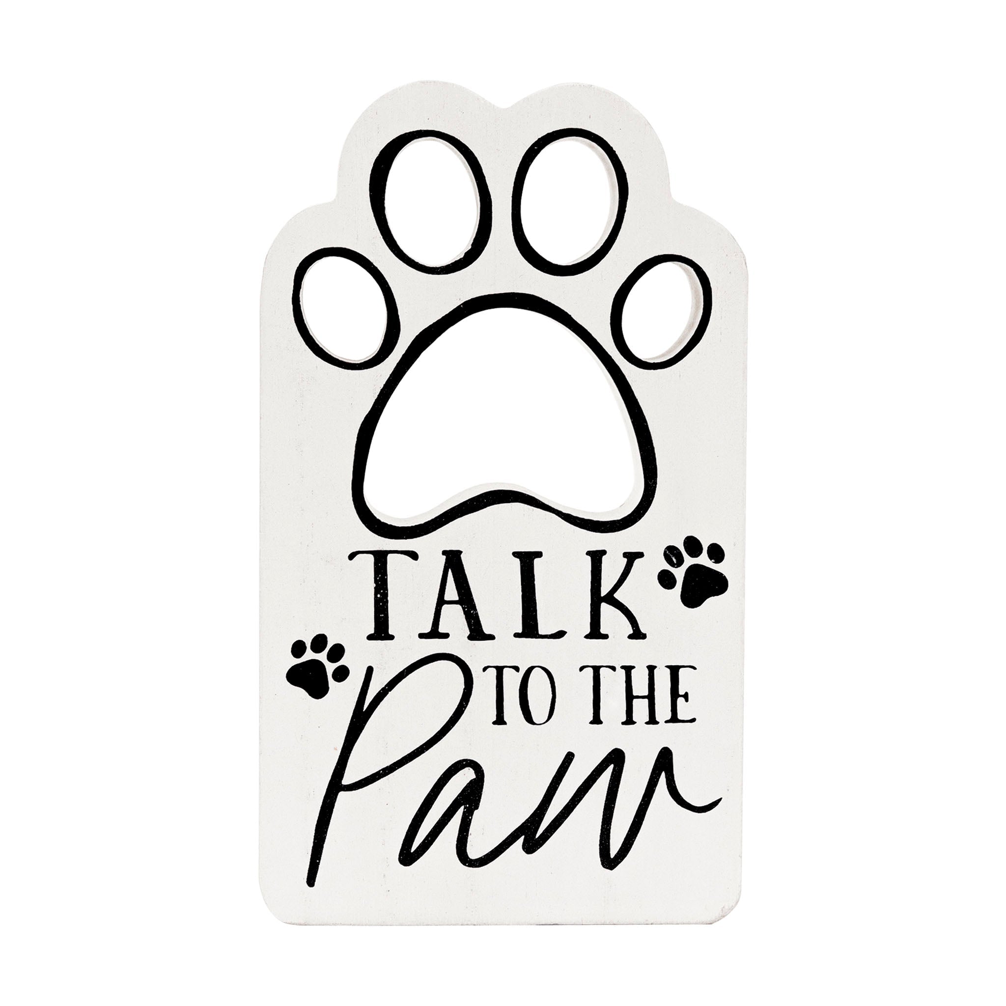  Paris Loft Talk To The Paw Wood Pet Sign, Dog Paw Wood Decor - White - Bonton