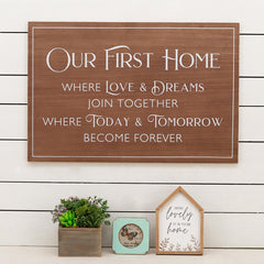 Our First Home Farmhouse Wood Wall Plaque