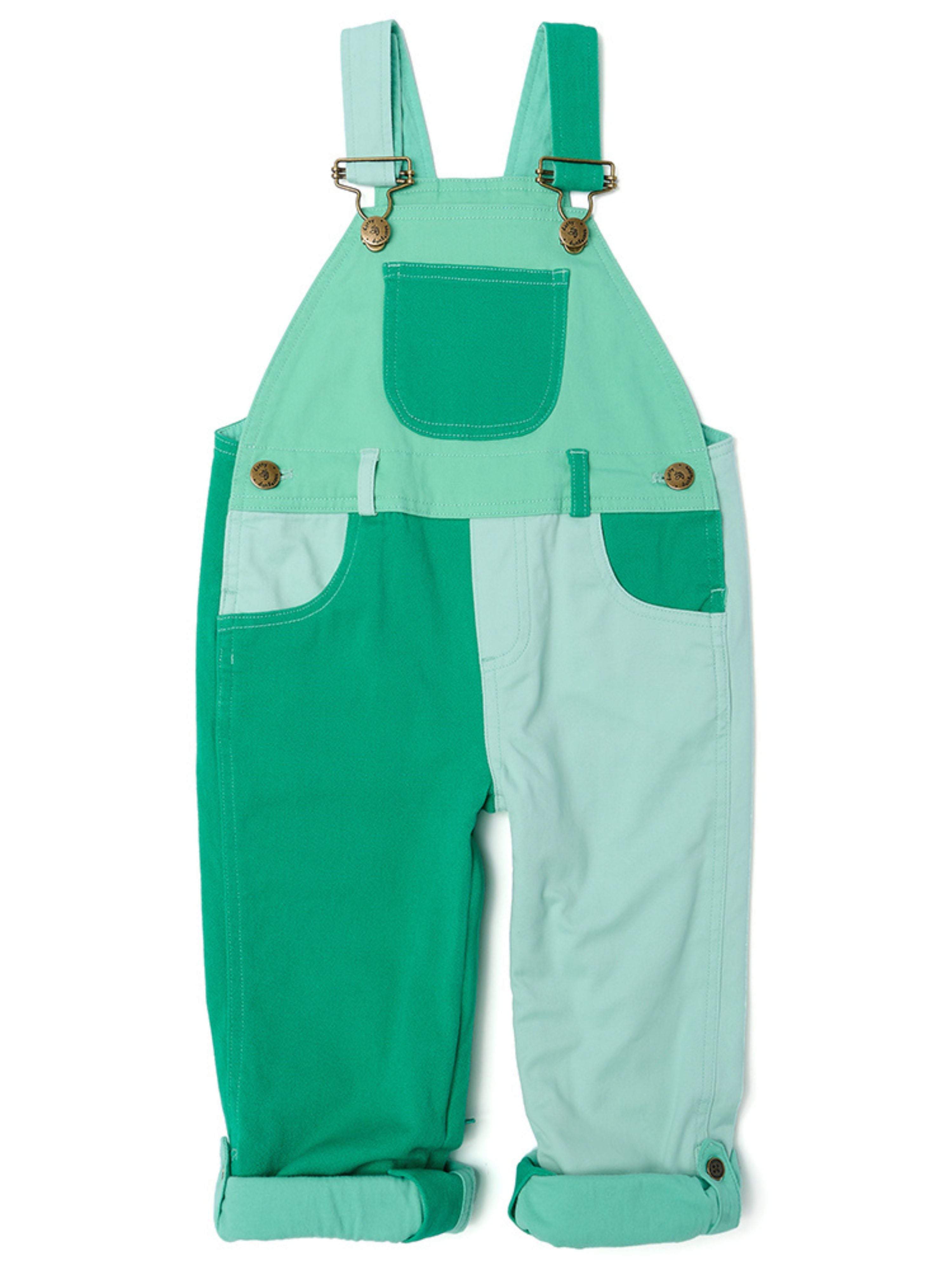  Dotty Dungarees Tonal Colourblock Overalls - Blue - Bonton