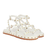 Alicia Leather Buckle Sandals - White