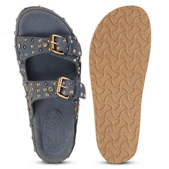 Chloe Suede Leather Sandals - Denim