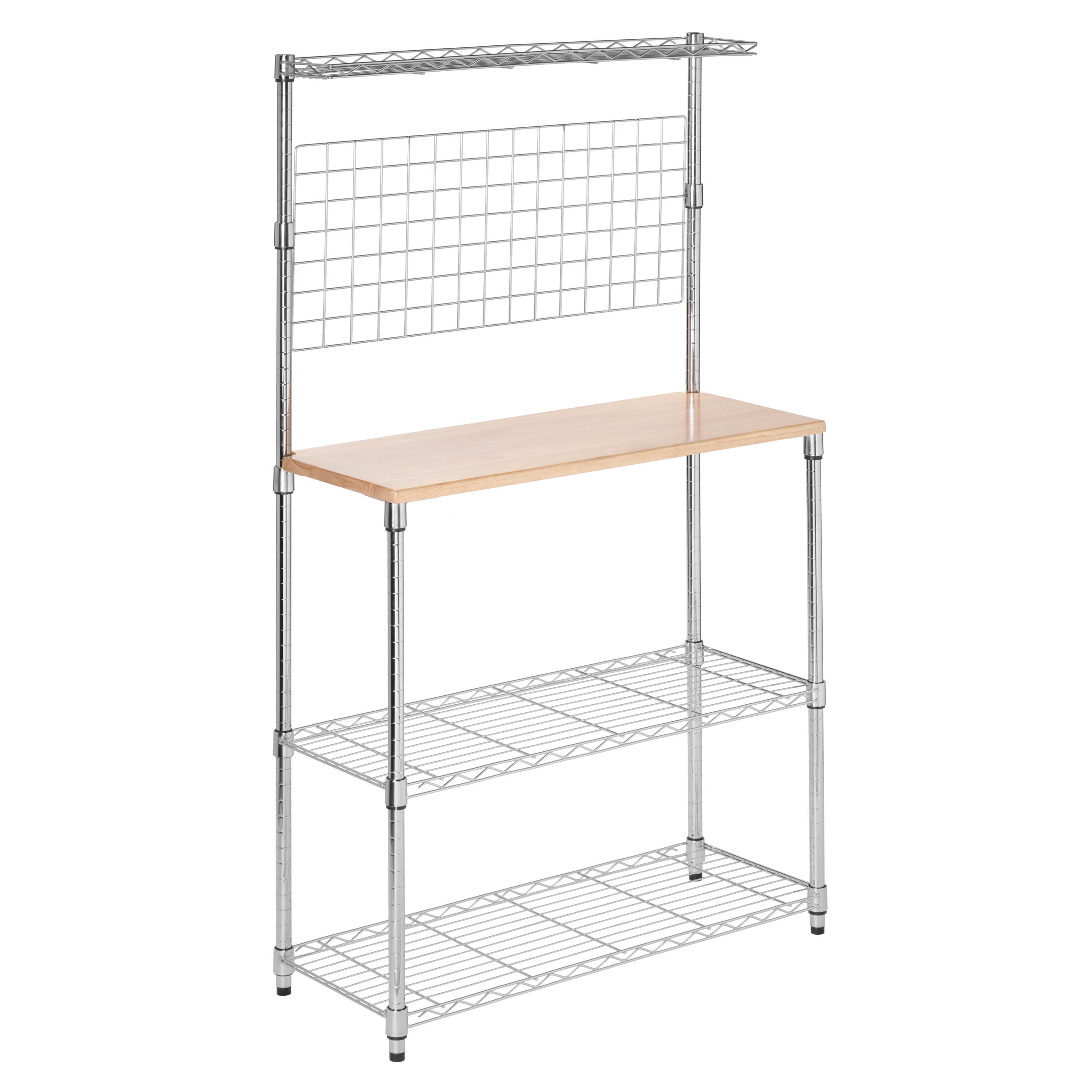  Honey-Can-Do Bakers Rack with Shelves and Hanging Storage - Chrome - Bonton