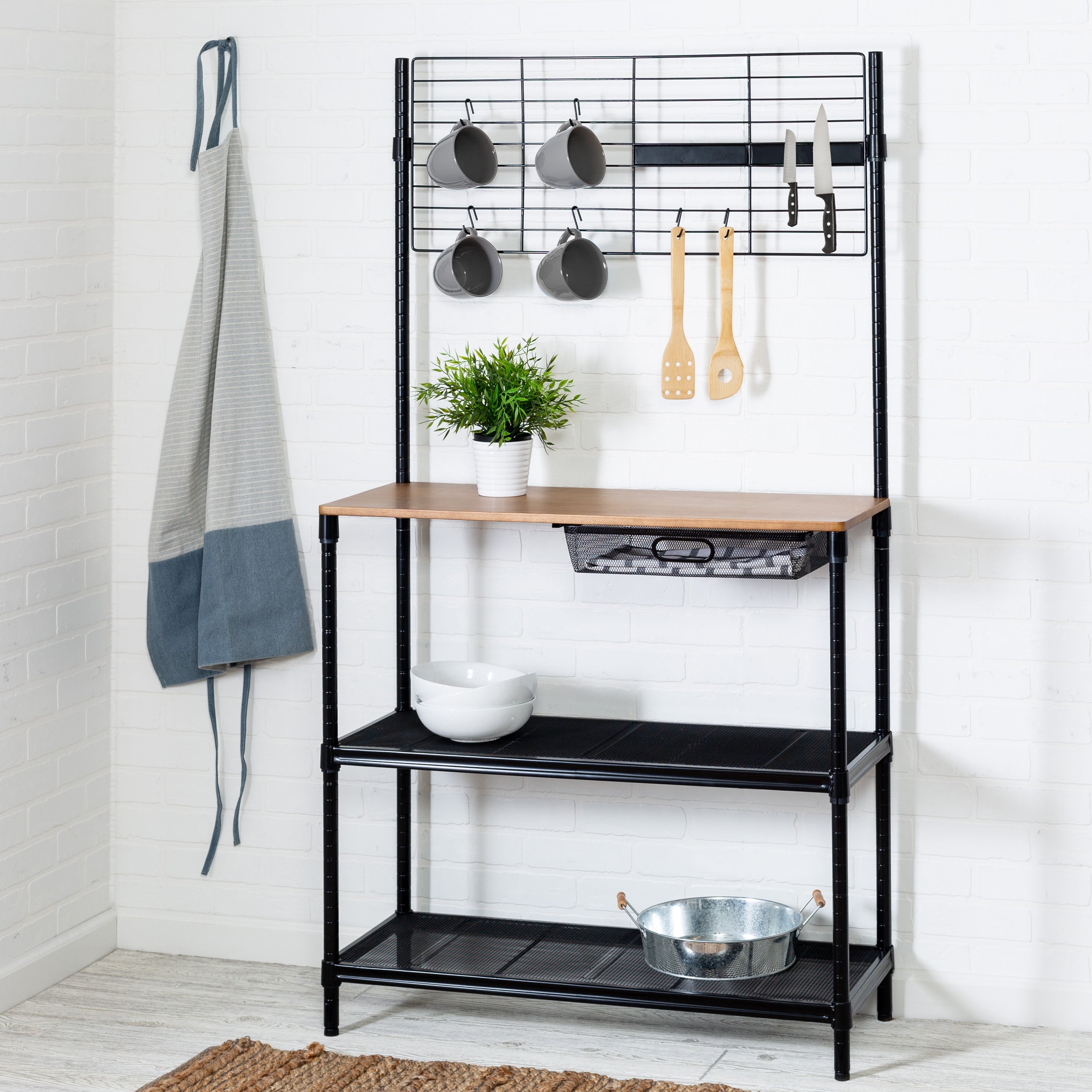  Honey-Can-Do Black Kitchen Bakers Rack - Black - Bonton