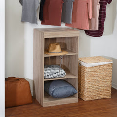 Freestanding Stackable Shelf Unit with 3 Shelves and Wood Finish