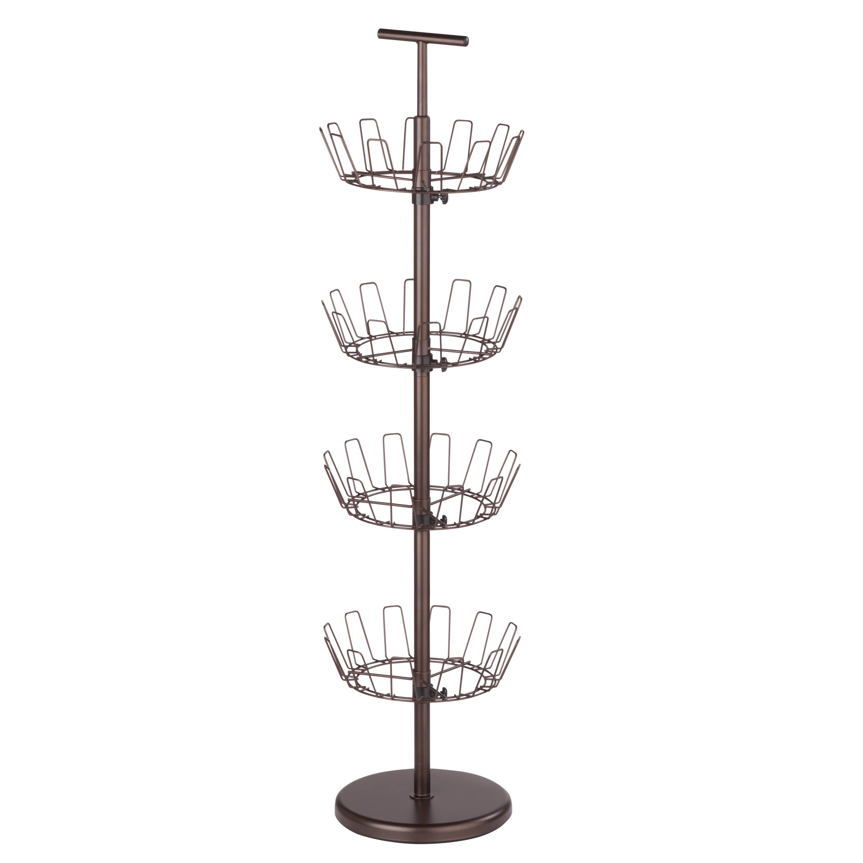  Honey-Can-Do 4-Tier Revolving 24-Pair Bronze Shoe Tree - Brown - Bonton