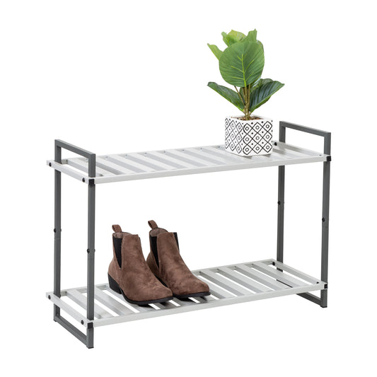 2-Tier Tubular Metal Shoe Rack